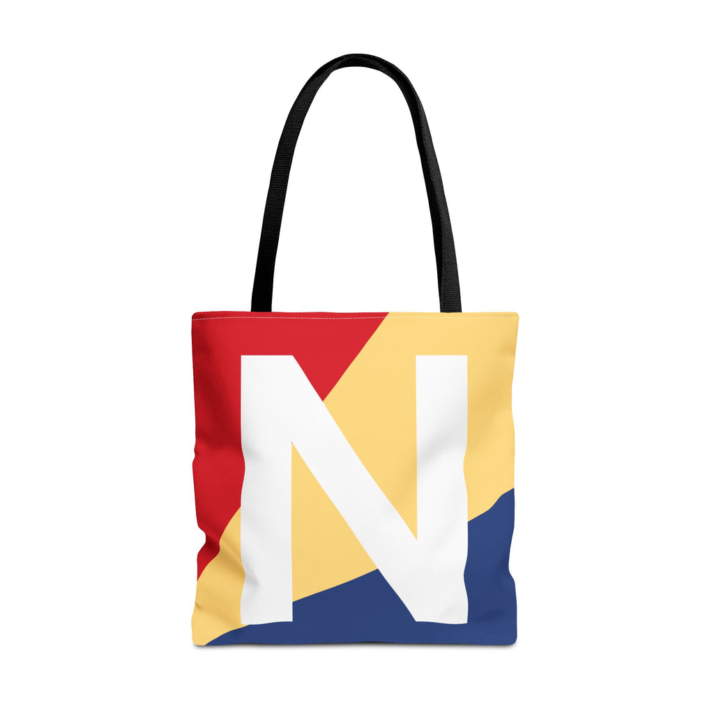 Monogram 'N' Colorblock Tote Bag — Personalized Initial N Shoulder Tote
