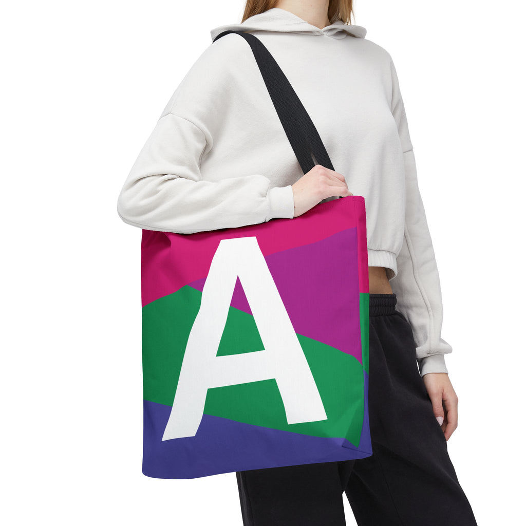 Monogram 'A' Colorblock Tote Bag — Personalized Initial A Shoulder Tote