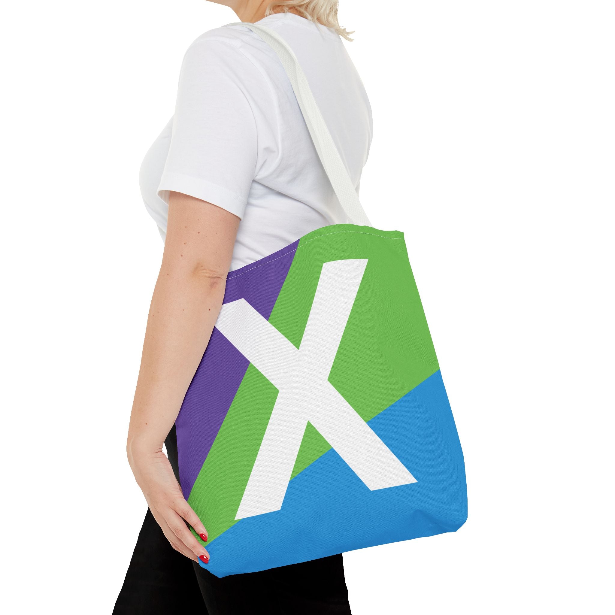 Monogram 'X' Colorblock Tote Bag — Personalized Initial X Shoulder Tote