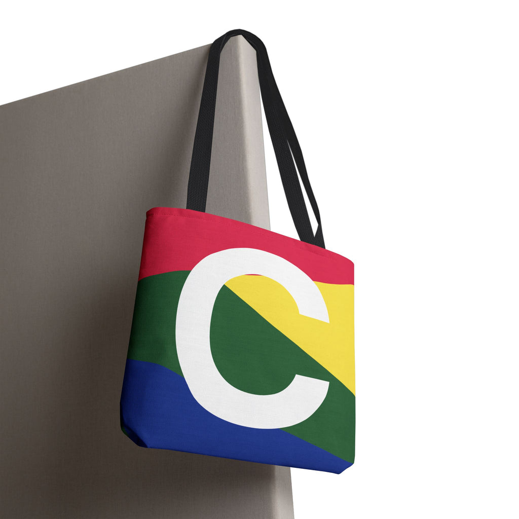 Monogram 'C' Colorblock Tote Bag — Personalized Initial C Shoulder Tote