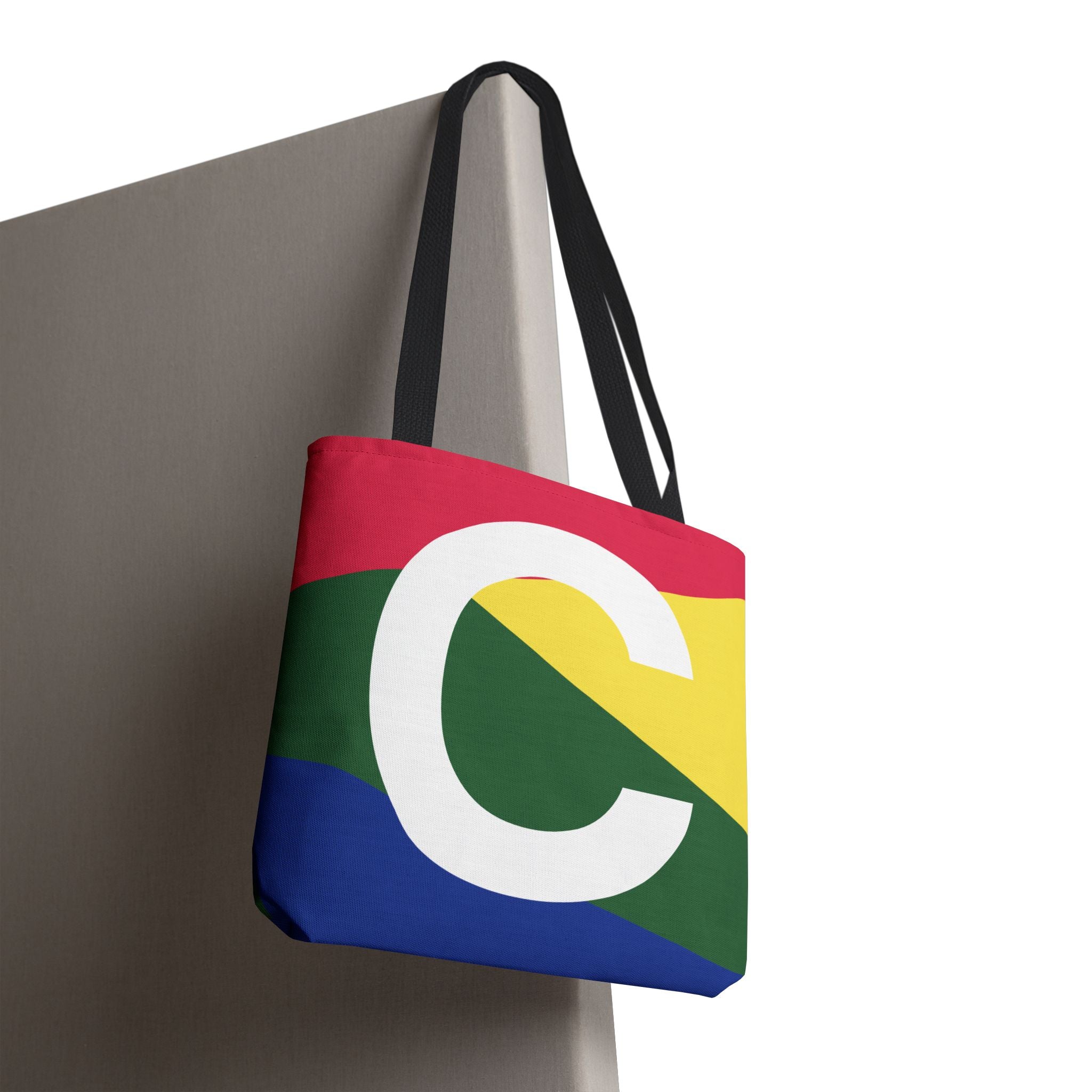 Monogram 'C' Colorblock Tote Bag — Personalized Initial C Shoulder Tote