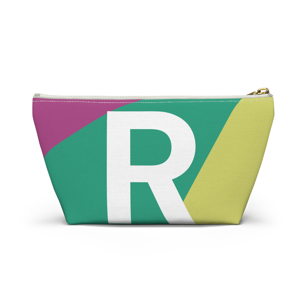 Initials Colorblock Accessory Pouch — Monogram R T-Bottom Cosmetic Bag