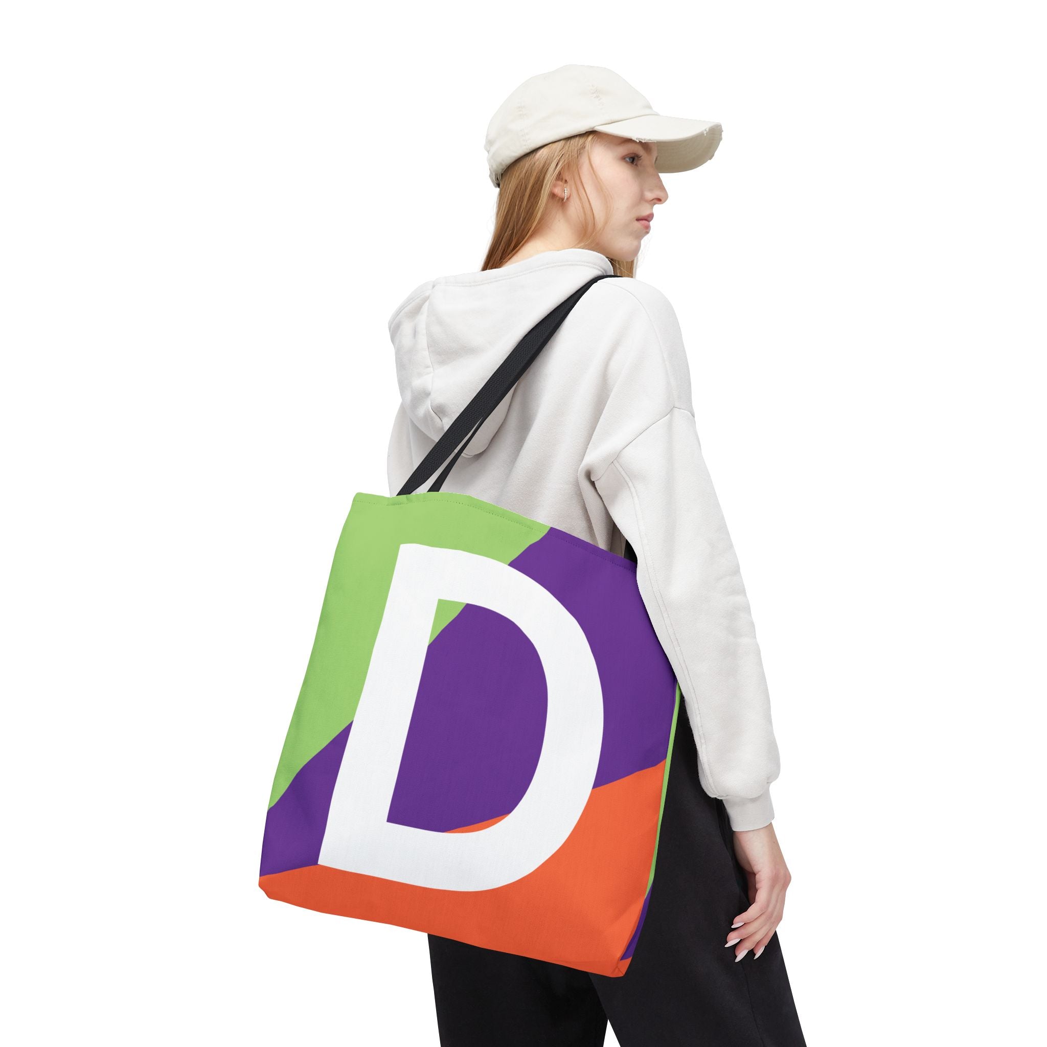 Monogram 'D' Colorblock Tote Bag — Personalized Initial D Shoulder Tote