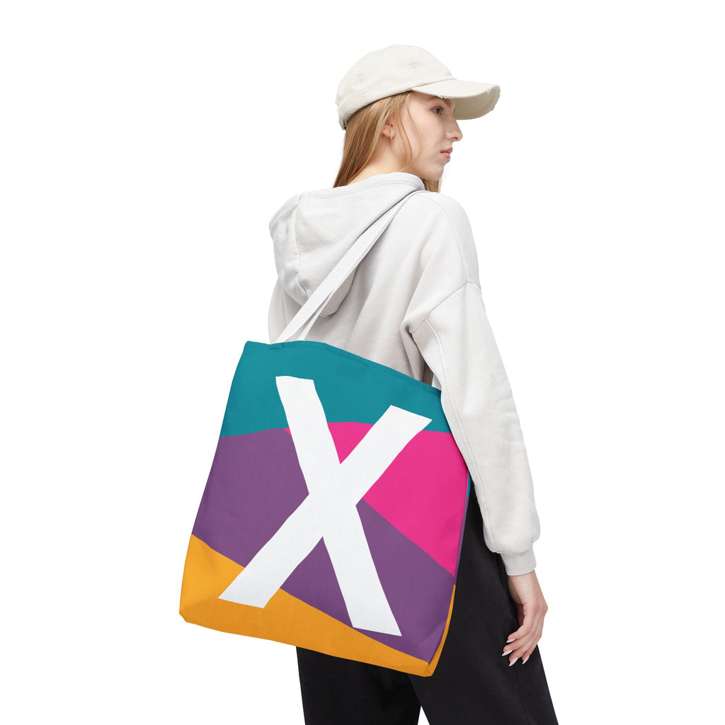Monogram 'X' Colorblock Tote Bag — Personalized Initial X Shoulder Tote