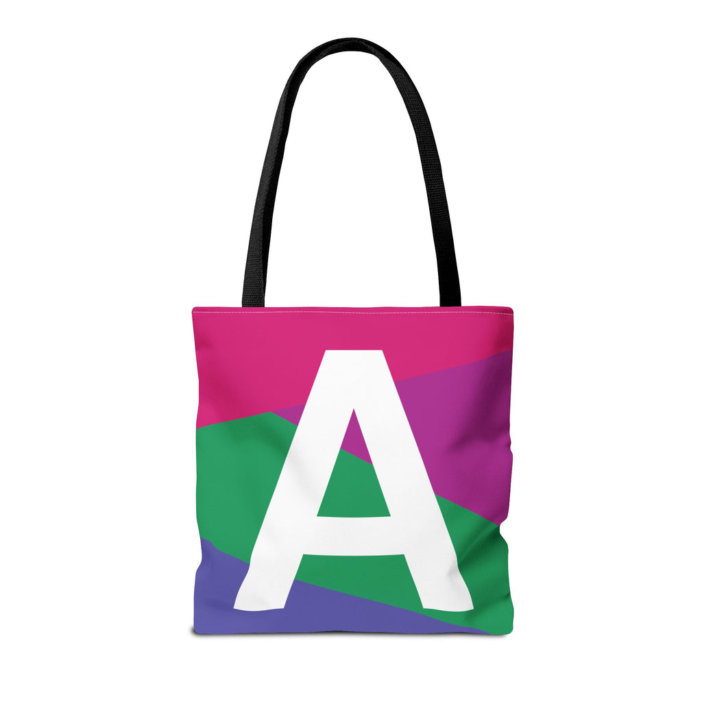 Monogram 'A' Colorblock Tote Bag — Personalized Initial A Shoulder Tote