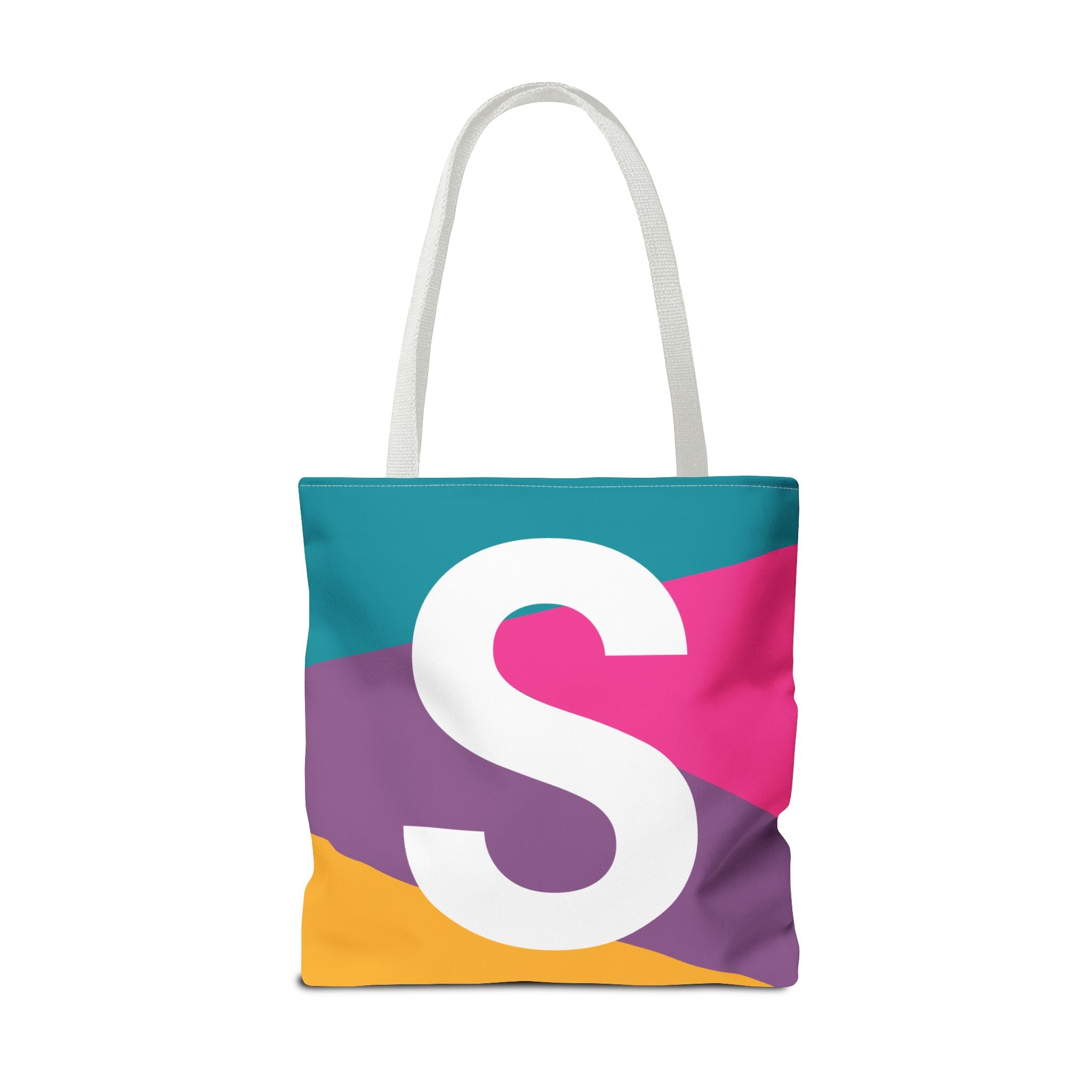 Monogram 'S' Colorblock Tote Bag — Personalized Initial S Shoulder Tote