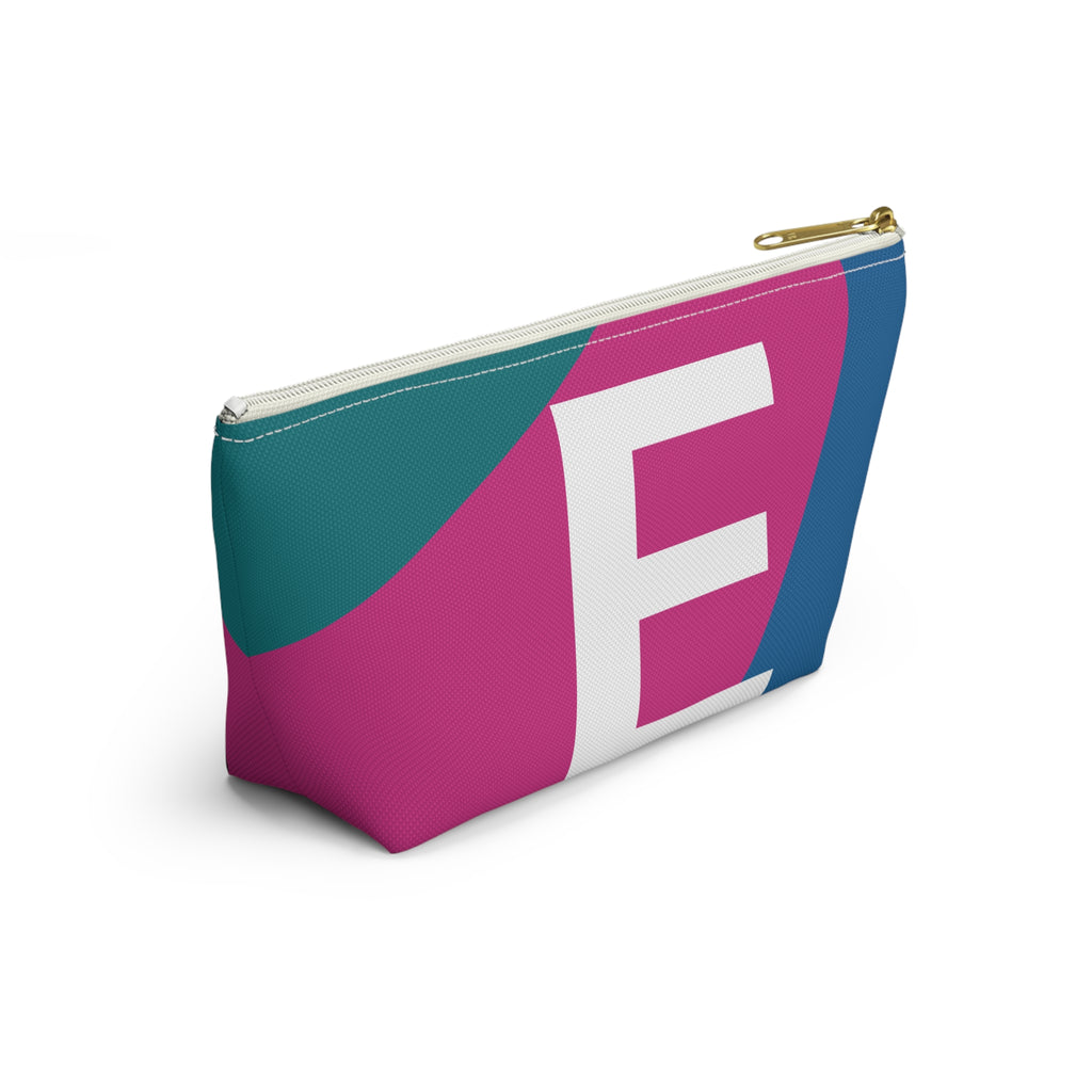 Initials Colorblock Accessory Pouch — Monogram E T-Bottom Cosmetic Bag