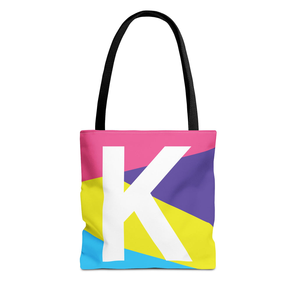 Monogram 'K' Colorblock Tote Bag — Personalized Initial K Shoulder Tote