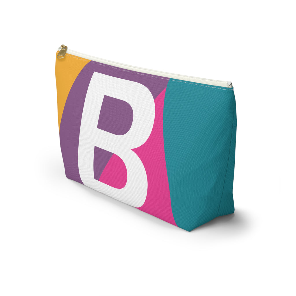Initials Colorblock Accessory Pouch — Monogram B T-Bottom Cosmetic Bag