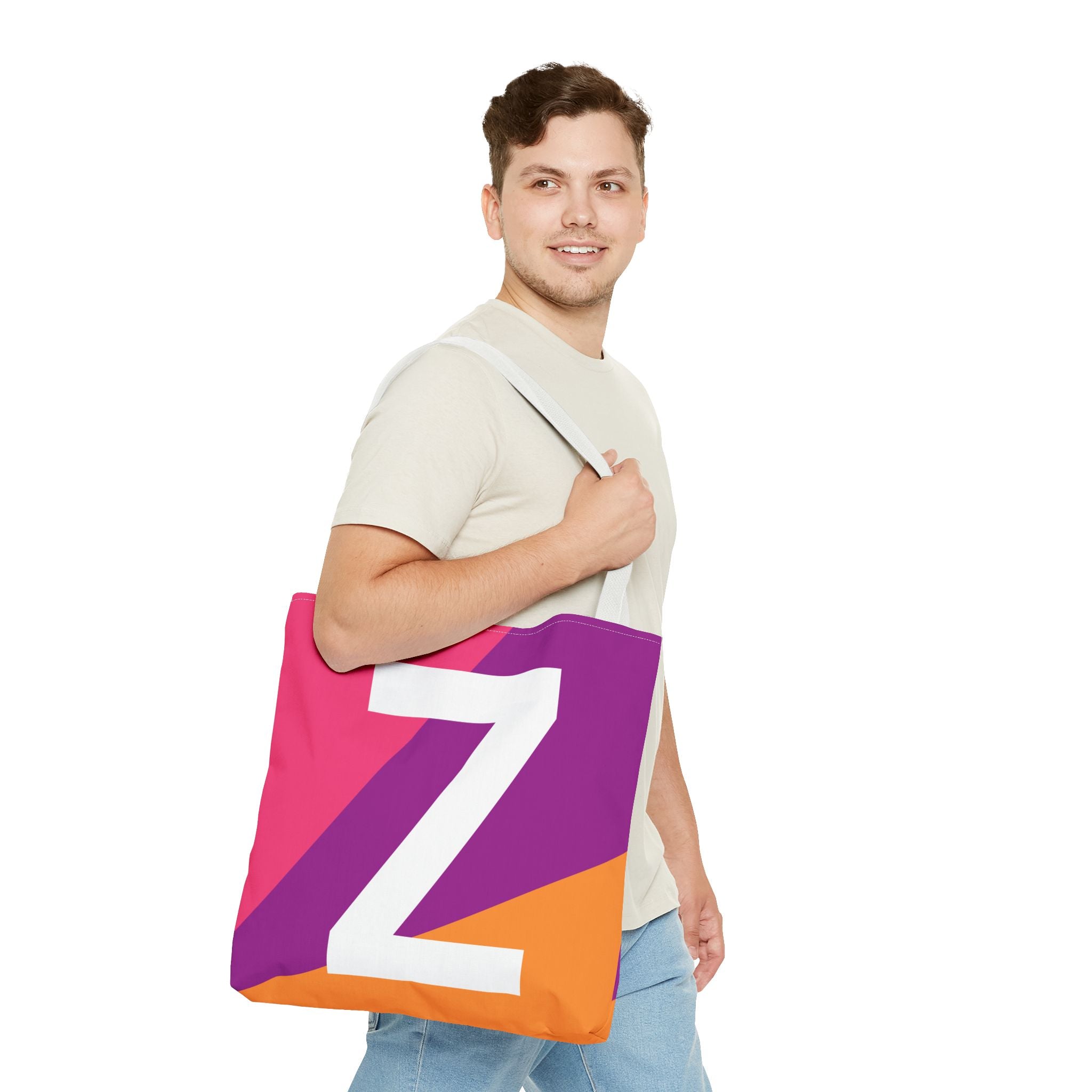 Monogram 'Z' Colorblock Tote Bag — Personalized Initial Z Shoulder Tote