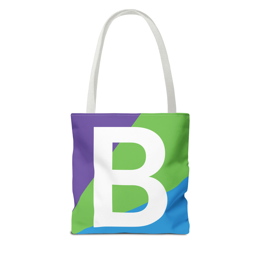 Monogram 'B' Colorblock Tote Bag — Personalized Initial B Shoulder Tote