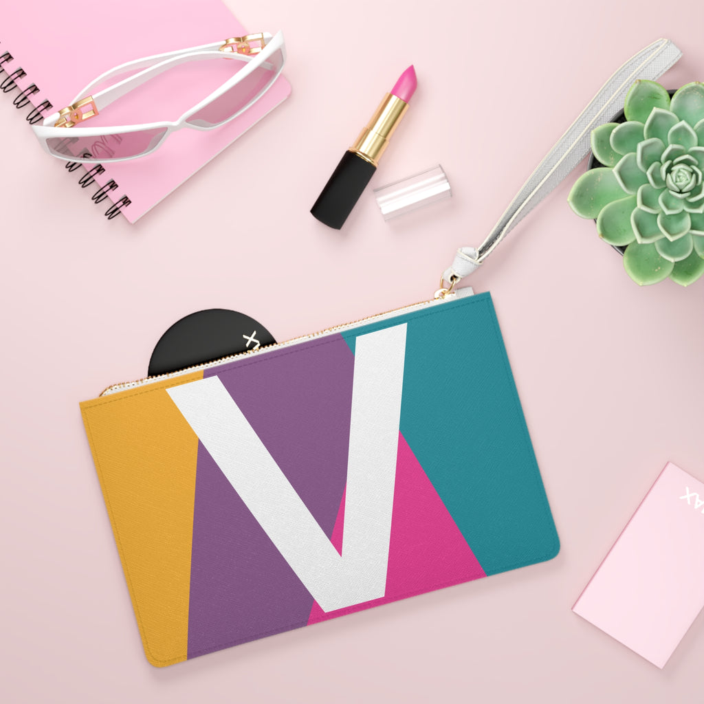 Monogram 'V' Colorblock Clutch Bag — Bold Geometric Wristlet for Everyday & Gifts