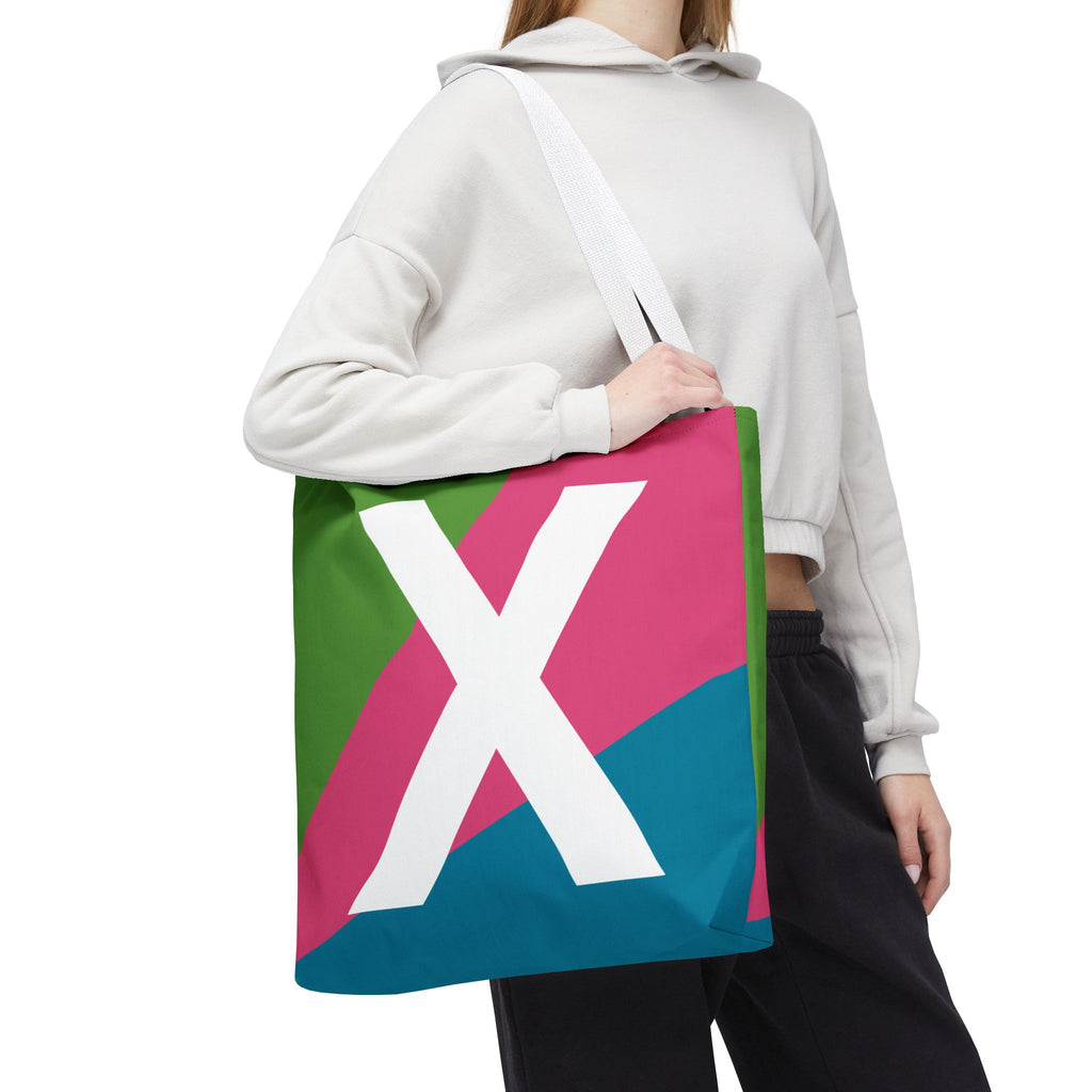 Monogram 'X' Colorblock Tote Bag — Personalized Initial X Shoulder Tote