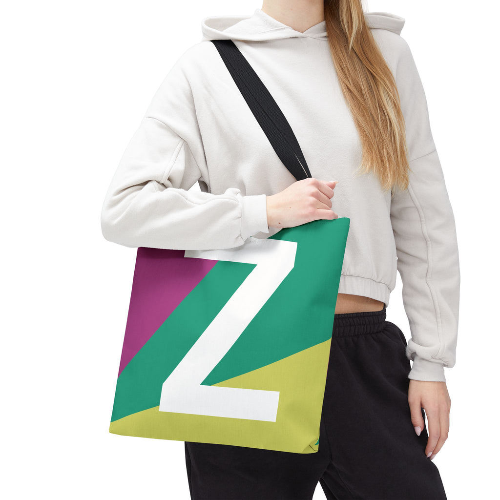 Monogram 'Z' Colorblock Tote Bag — Personalized Initial Z Shoulder Tote