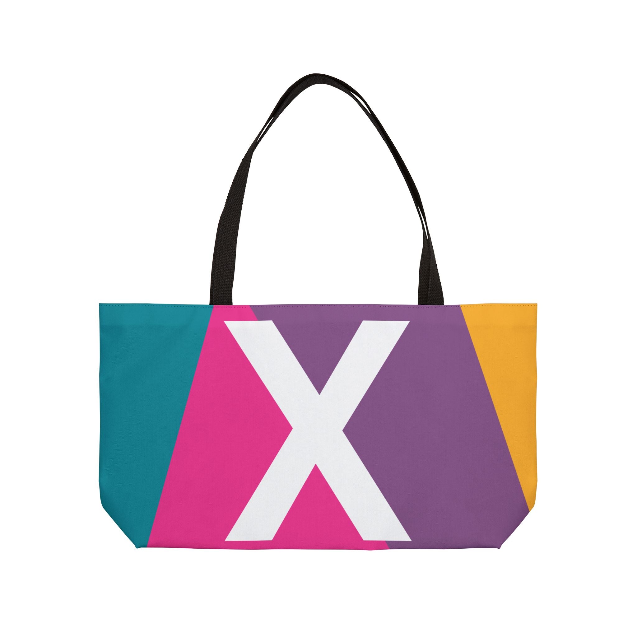 Personalized 'X' Colorblock Tote Bag — Monogram Weekender Tote