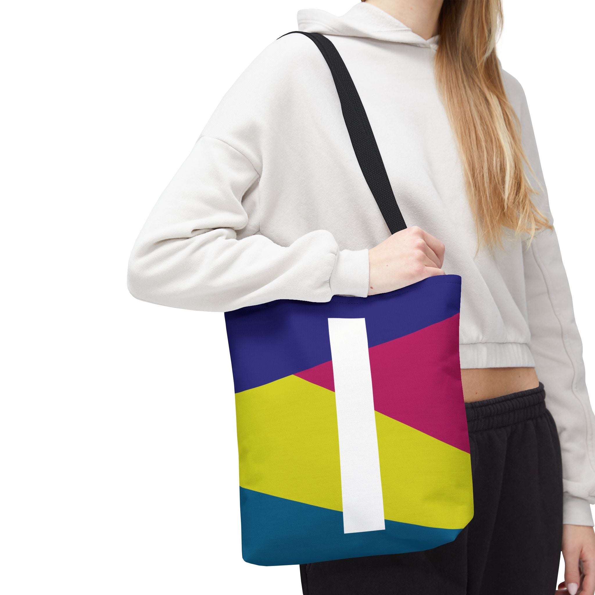 Monogram 'I' Colorblock Tote Bag — Personalized Initial I Shoulder Tote