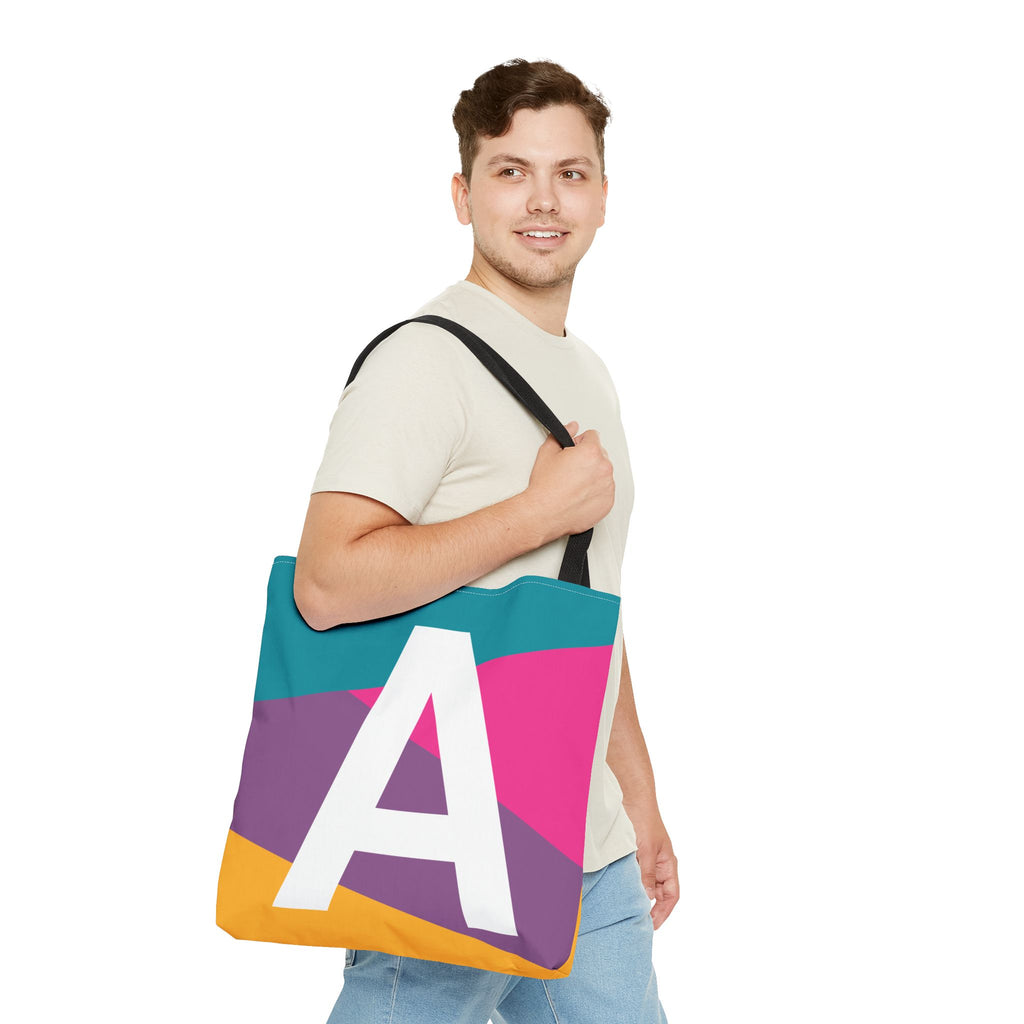 Monogram 'A' Colorblock Tote Bag — Personalized Initial A Shoulder Tote