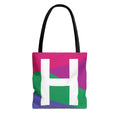 Monogram 'H' Colorblock Tote Bag — Personalized Initial H Shoulder Tote