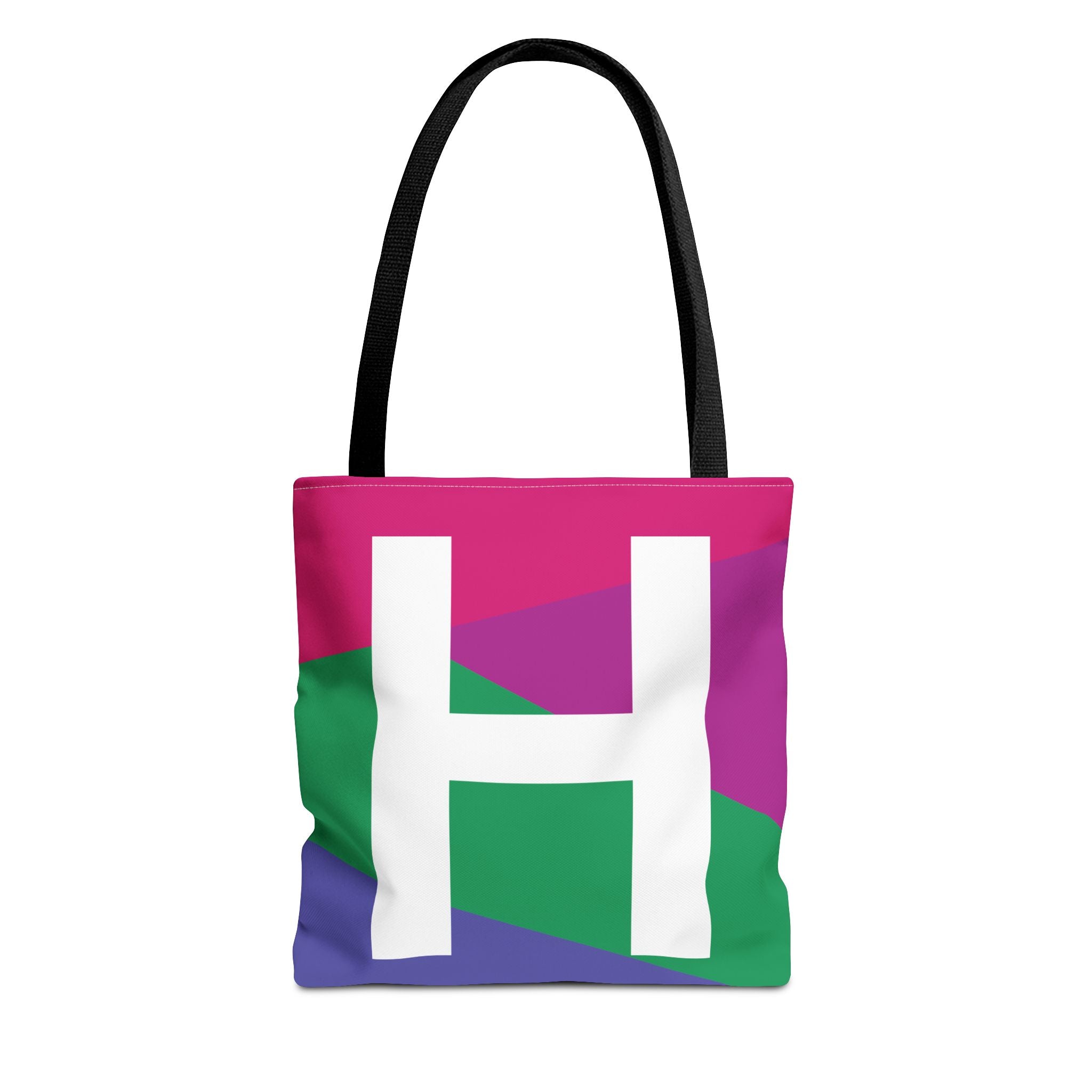 Monogram 'H' Colorblock Tote Bag — Personalized Initial H Shoulder Tote