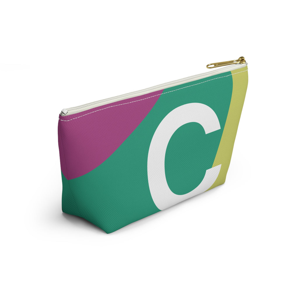 Initials Colorblock Accessory Pouch — Monogram C T-Bottom Cosmetic Bag