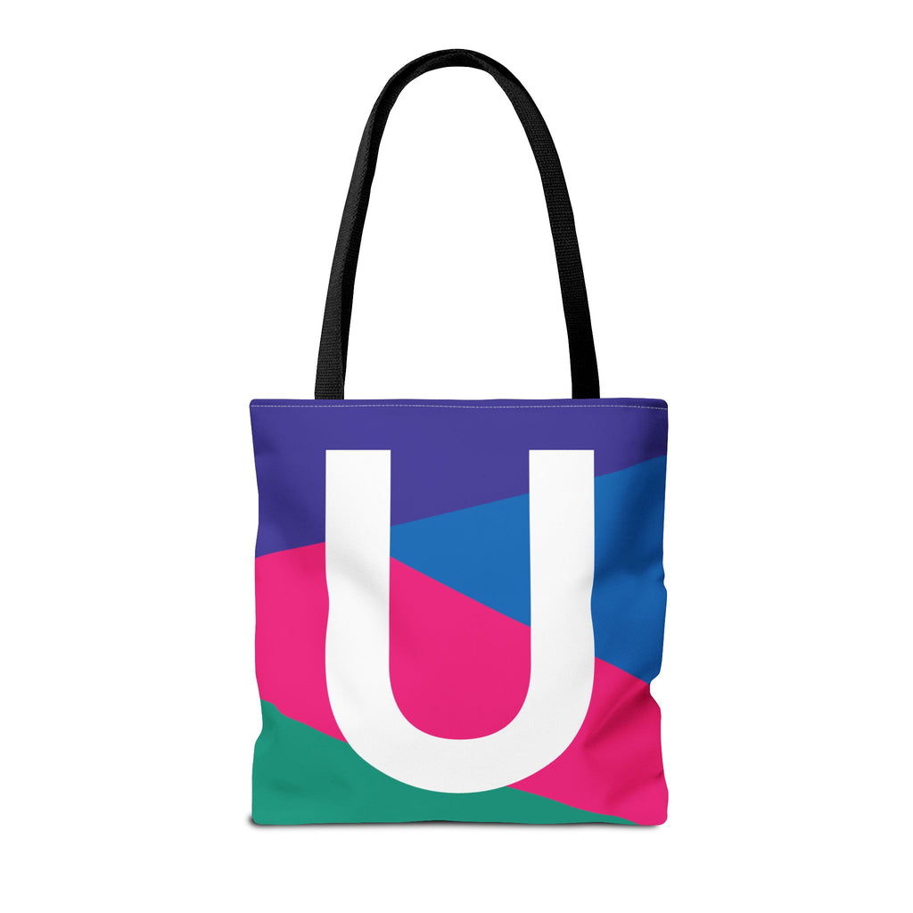 Monogram 'U' Colorblock Tote Bag — Personalized Initial U Shoulder Tote