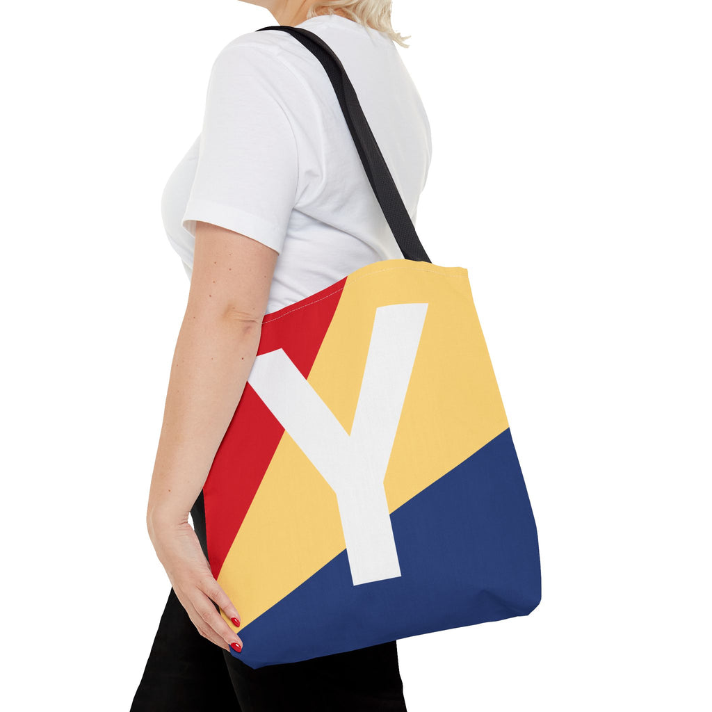 Monogram 'Y' Colorblock Tote Bag — Personalized Initial Y Shoulder Tote