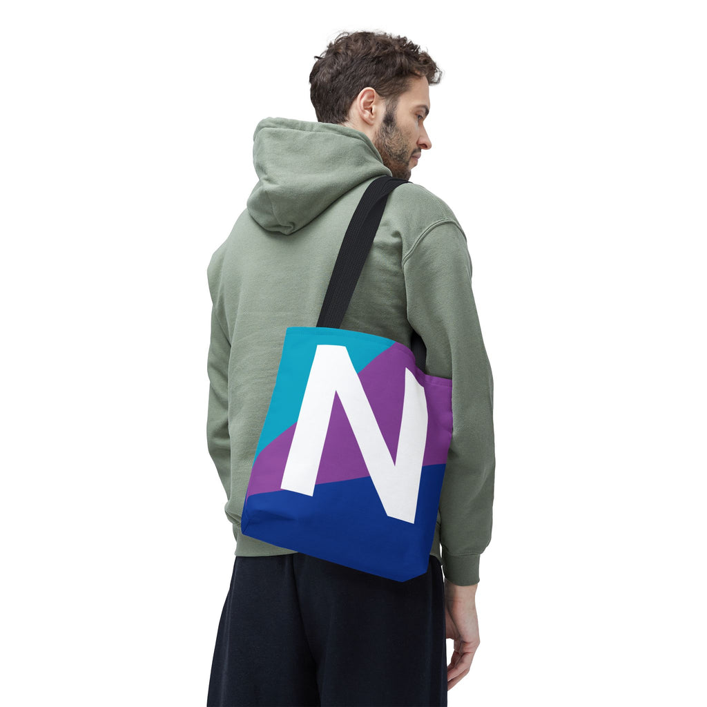 Monogram 'N' Colorblock Tote Bag — Personalized Initial N Shoulder Tote