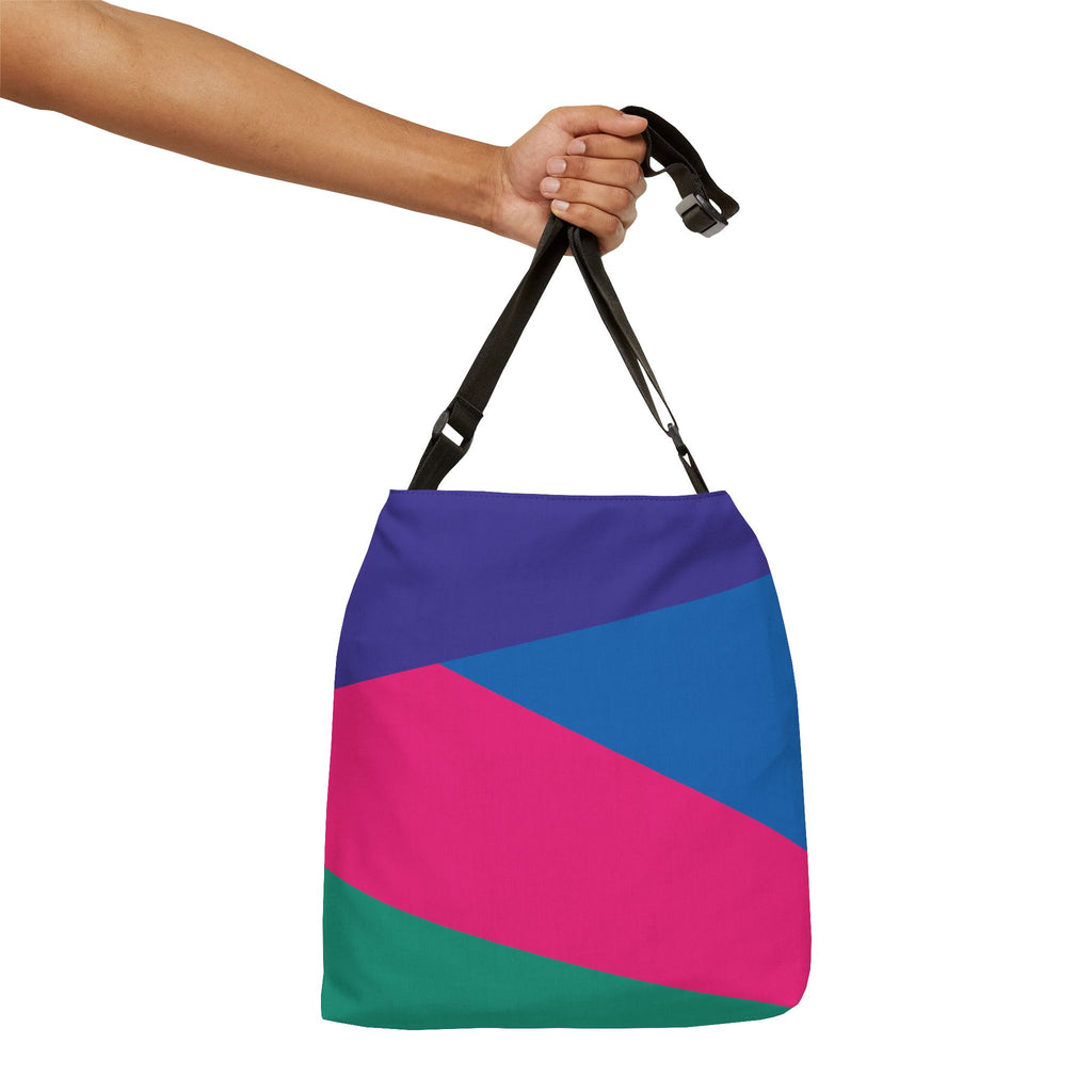 Colorblock Geometric Tote Bag — Adjustable Strap, Bright Abstract Pattern