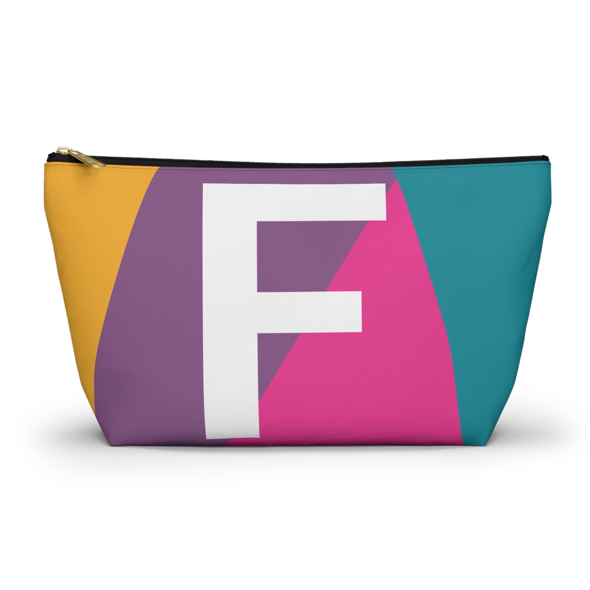 Initials Colorblock Accessory Pouch — Monogram F T-Bottom Cosmetic Bag