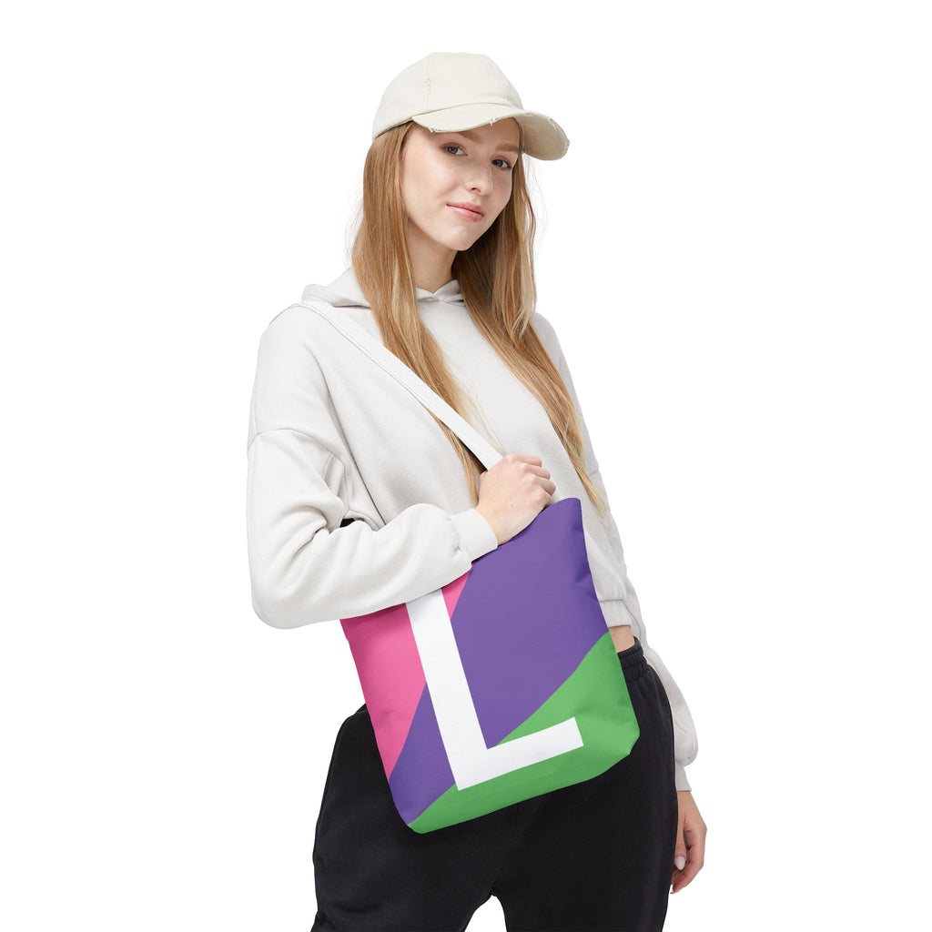 Monogram 'L' Colorblock Tote Bag — Personalized Initial L Shoulder Tote