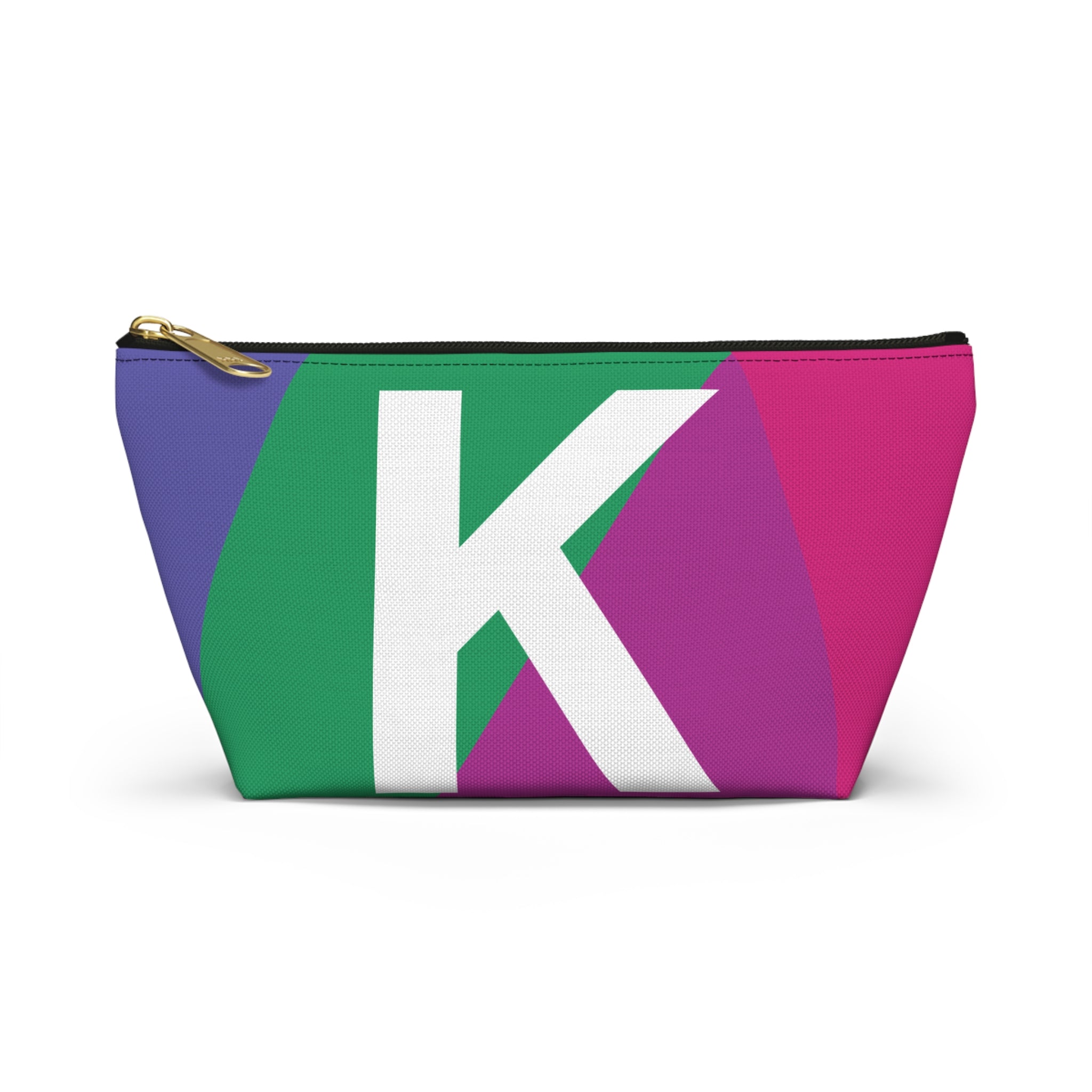 Initials Colorblock Accessory Pouch — Monogram K T-Bottom Cosmetic Bag