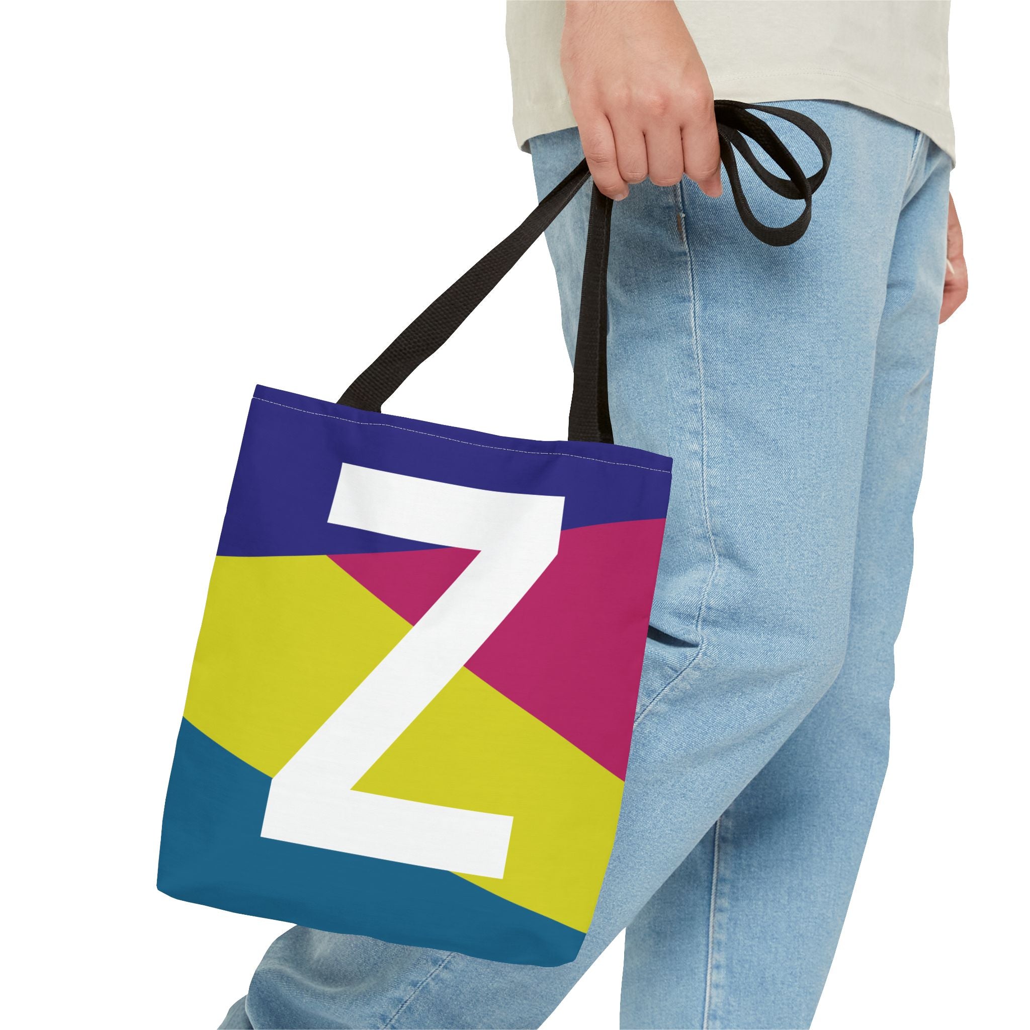 Monogram 'Z' Colorblock Tote Bag — Personalized Initial Z Shoulder Tote