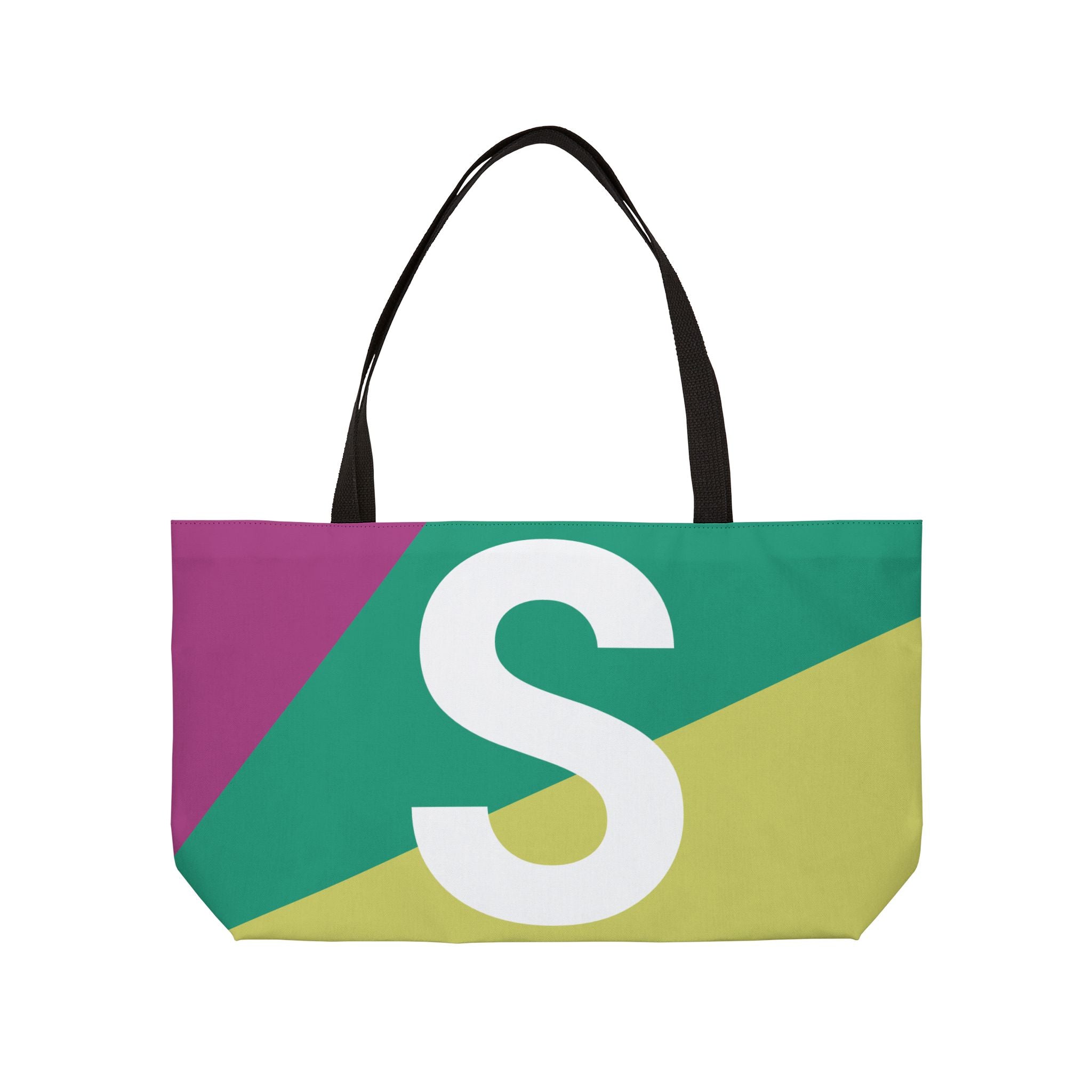 Personalized 'S' Colorblock Tote Bag — Monogram Weekender Tote