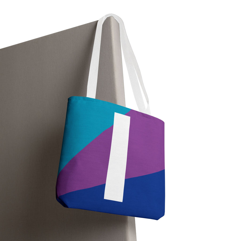 Monogram 'I' Colorblock Tote Bag — Personalized Initial I Shoulder Tote