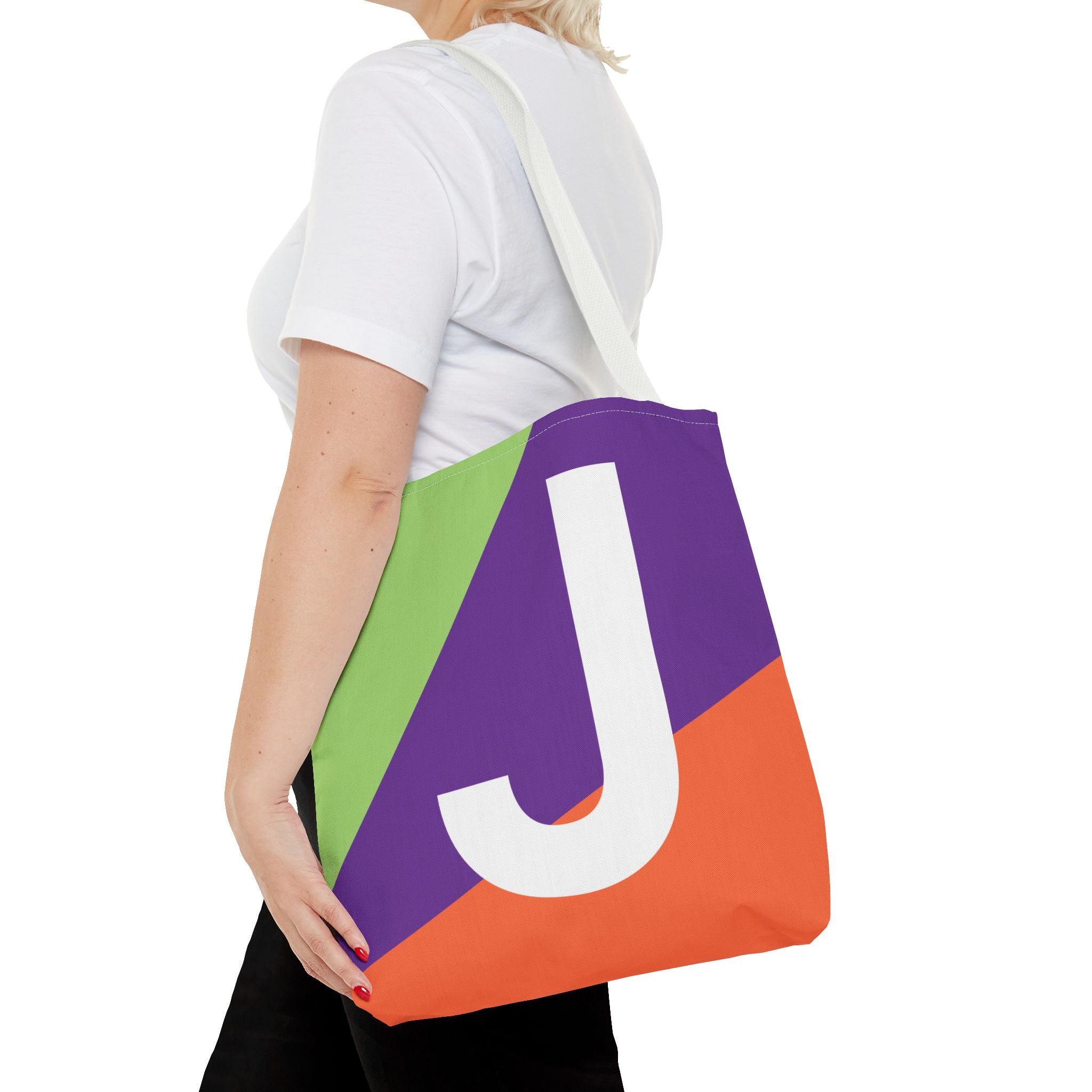 Monogram 'J' Colorblock Tote Bag — Personalized Initial J Shoulder Tote