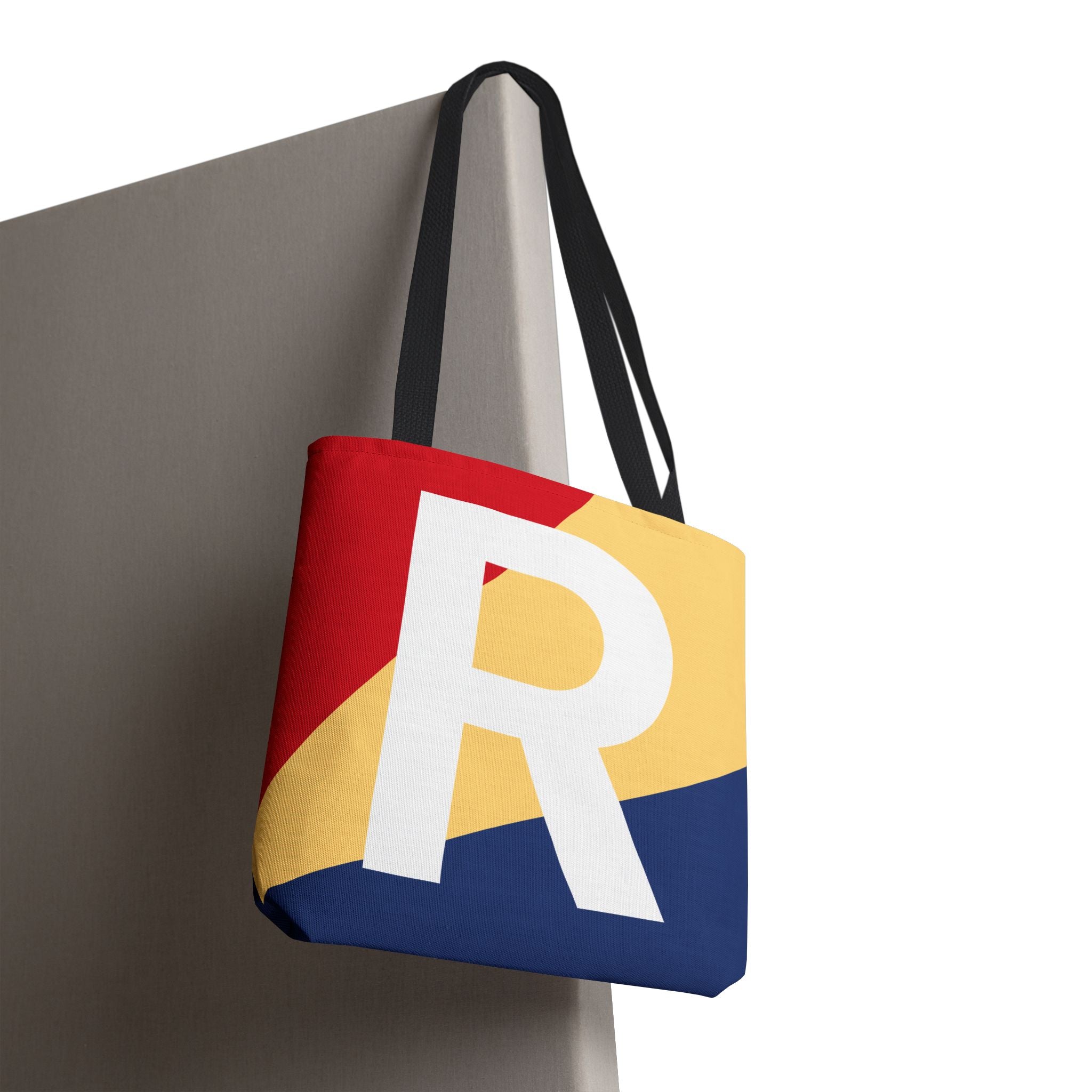 Monogram 'R' Colorblock Tote Bag — Personalized Initial R Shoulder Tote