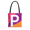 Monogram 'P' Colorblock Tote Bag — Personalized Initial P Shoulder Tote