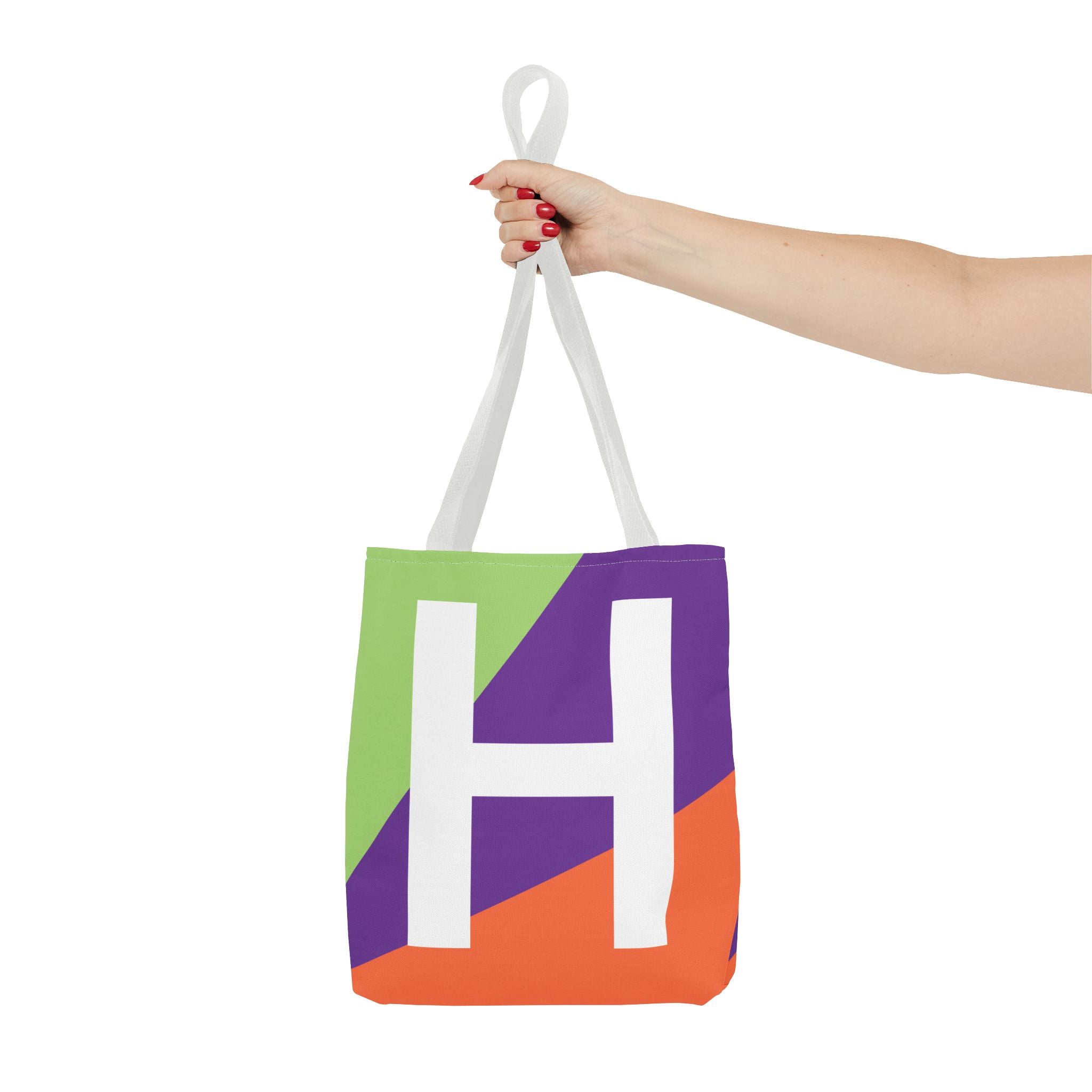 Monogram 'H' Colorblock Tote Bag — Personalized Initial H Shoulder Tote
