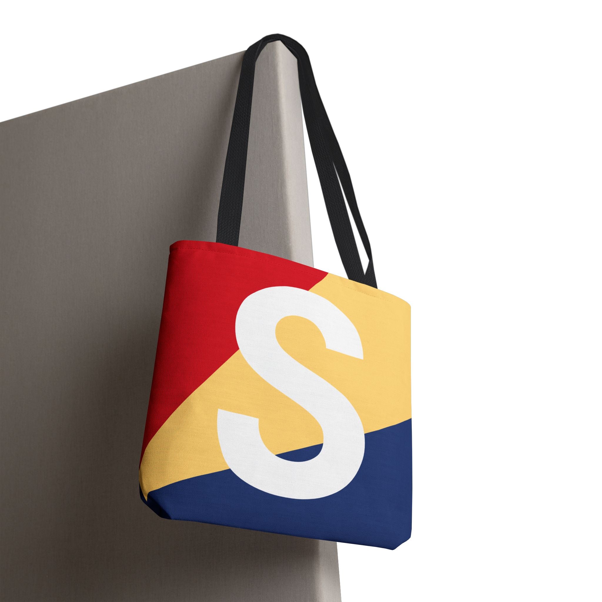 Monogram 'S' Colorblock Tote Bag — Personalized Initial S Shoulder Tote