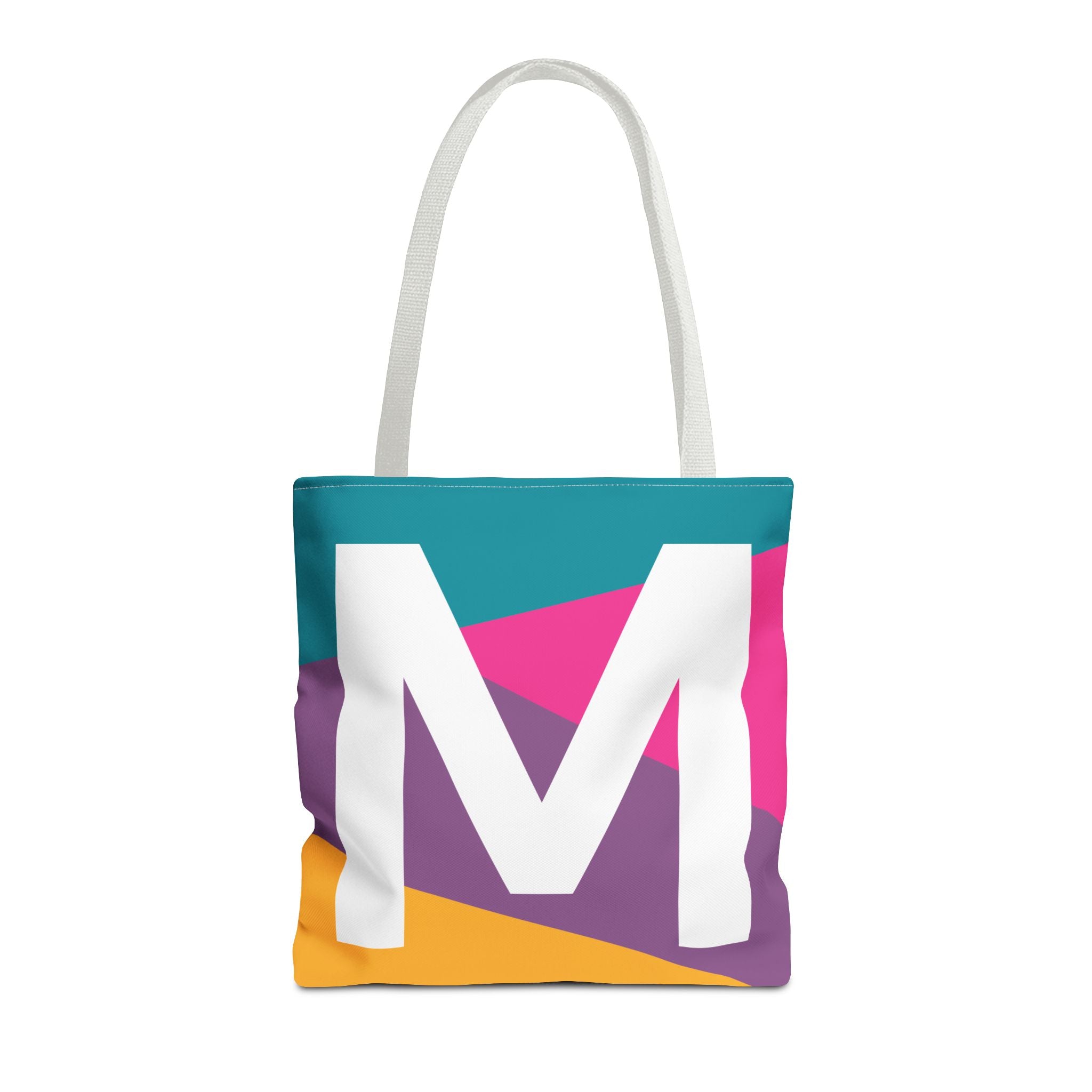 Monogram 'M' Colorblock Tote Bag — Personalized Initial M Shoulder Tote