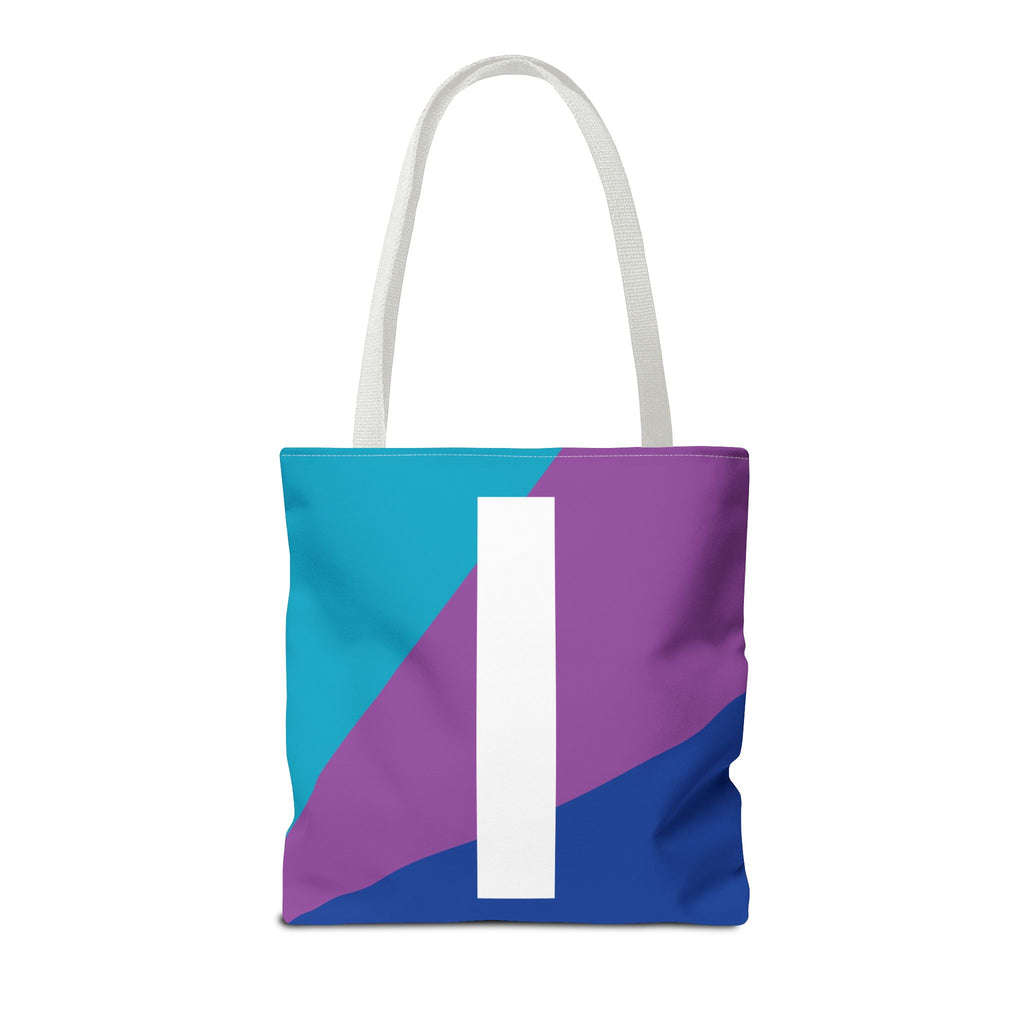 Monogram 'I' Colorblock Tote Bag — Personalized Initial I Shoulder Tote