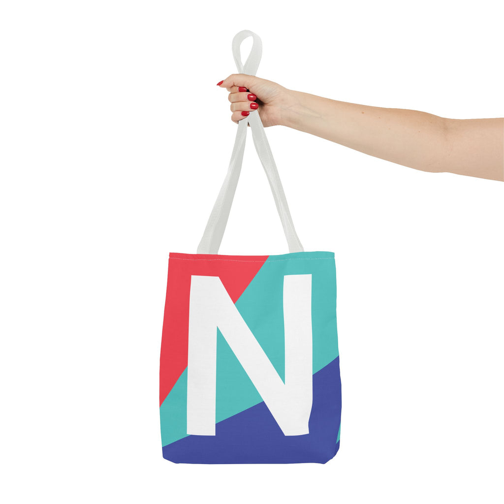Monogram 'N' Colorblock Tote Bag — Personalized Initial N Shoulder Tote