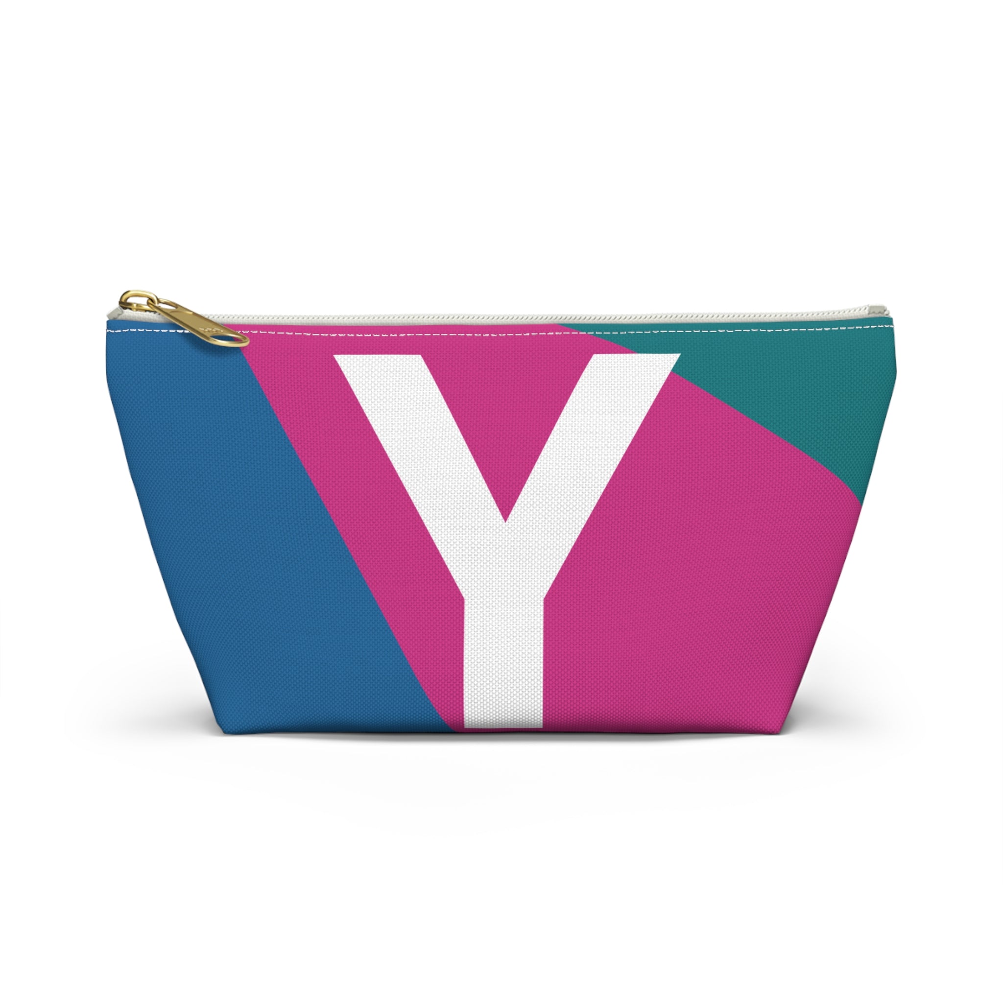Initials Colorblock Accessory Pouch — Monogram Y T-Bottom Cosmetic Bag