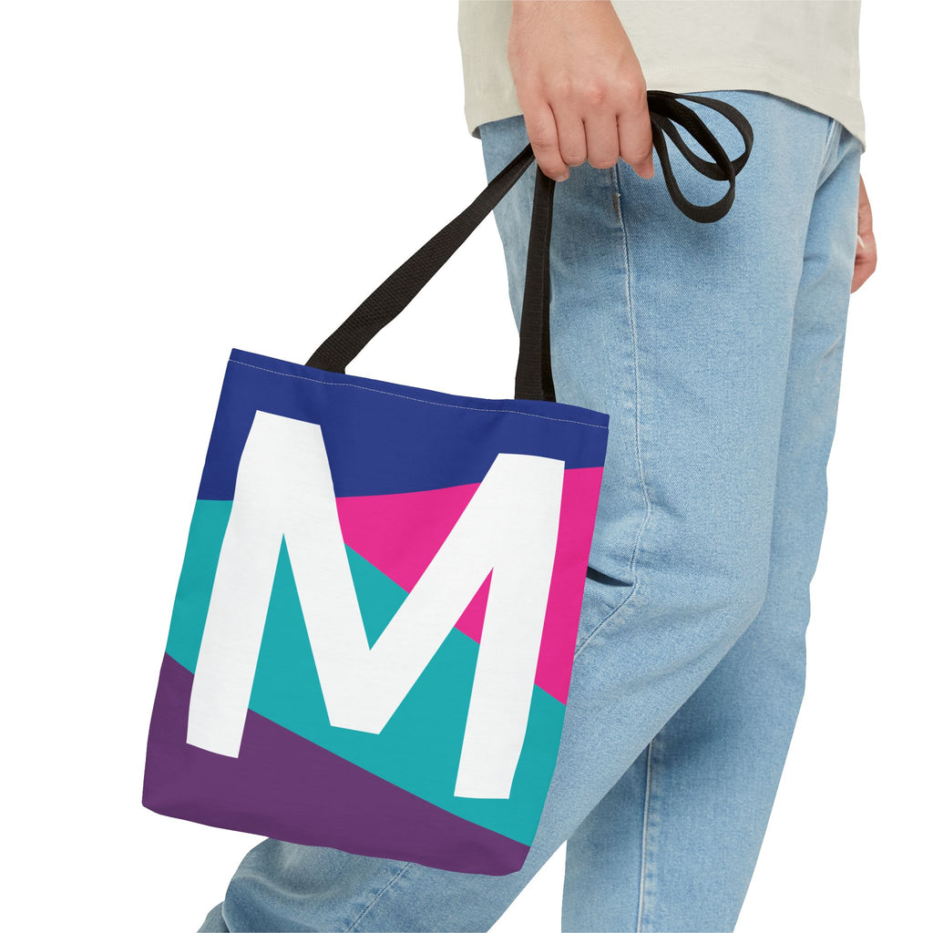 Monogram 'M' Colorblock Tote Bag — Personalized Initial L Shoulder Tote