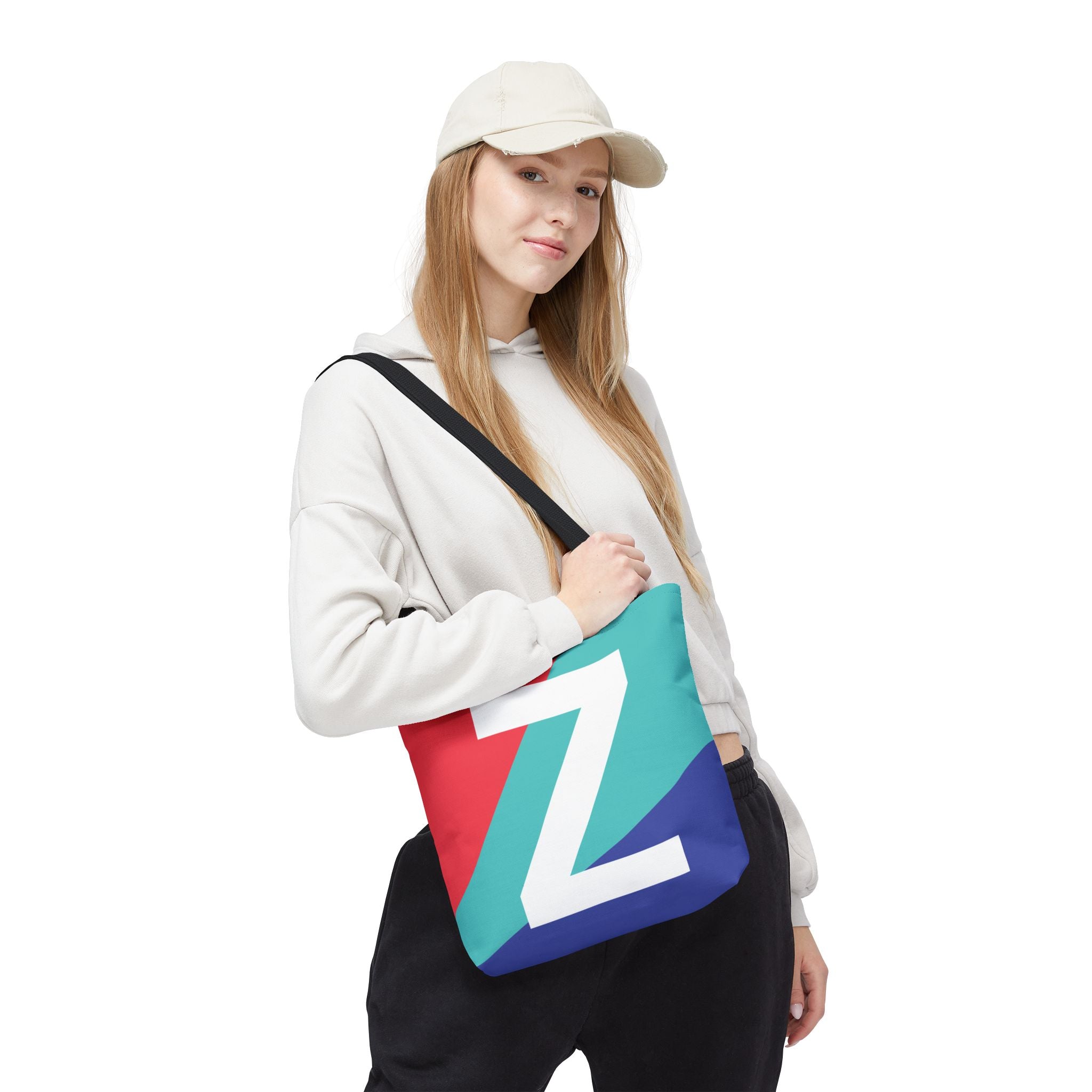 Monogram 'Z' Colorblock Tote Bag — Personalized Initial Z Shoulder Tote
