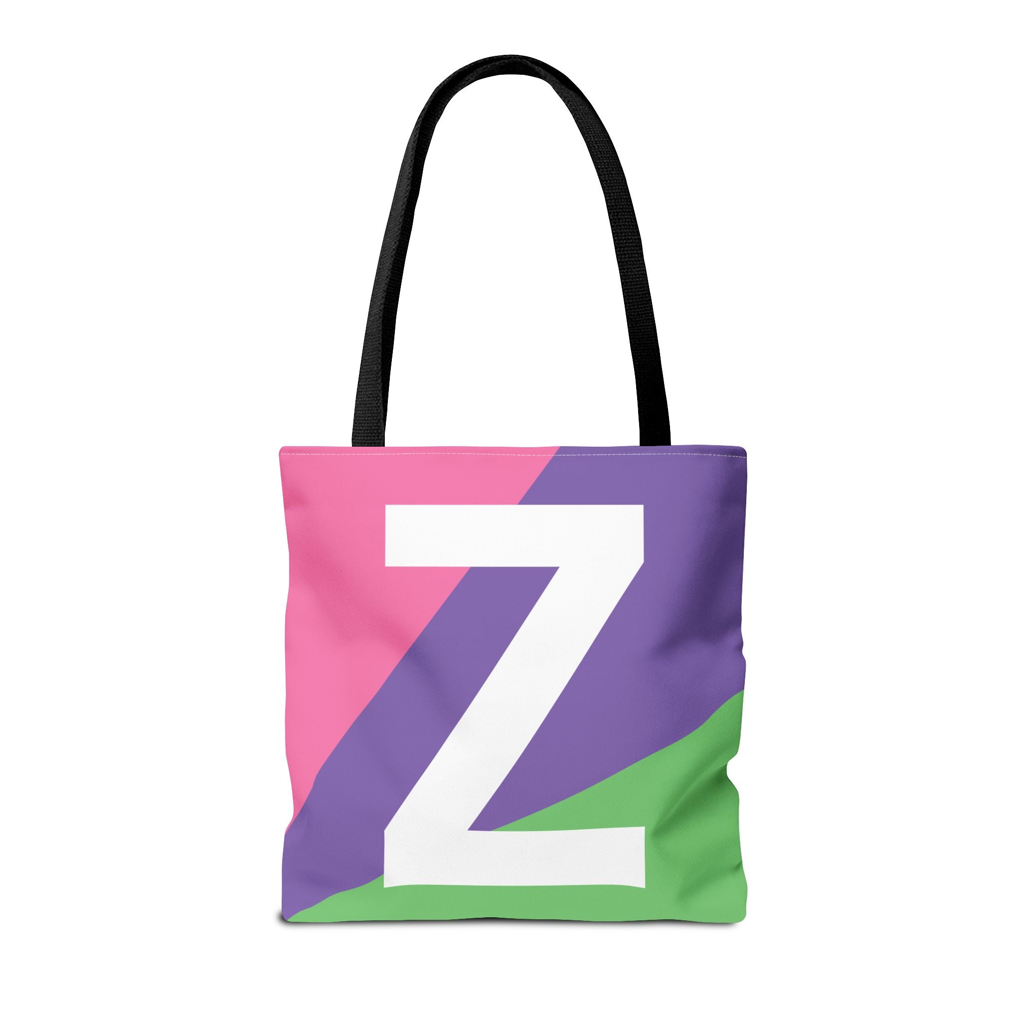 Monogram 'Z' Colorblock Tote Bag — Personalized Initial Z Shoulder Tote