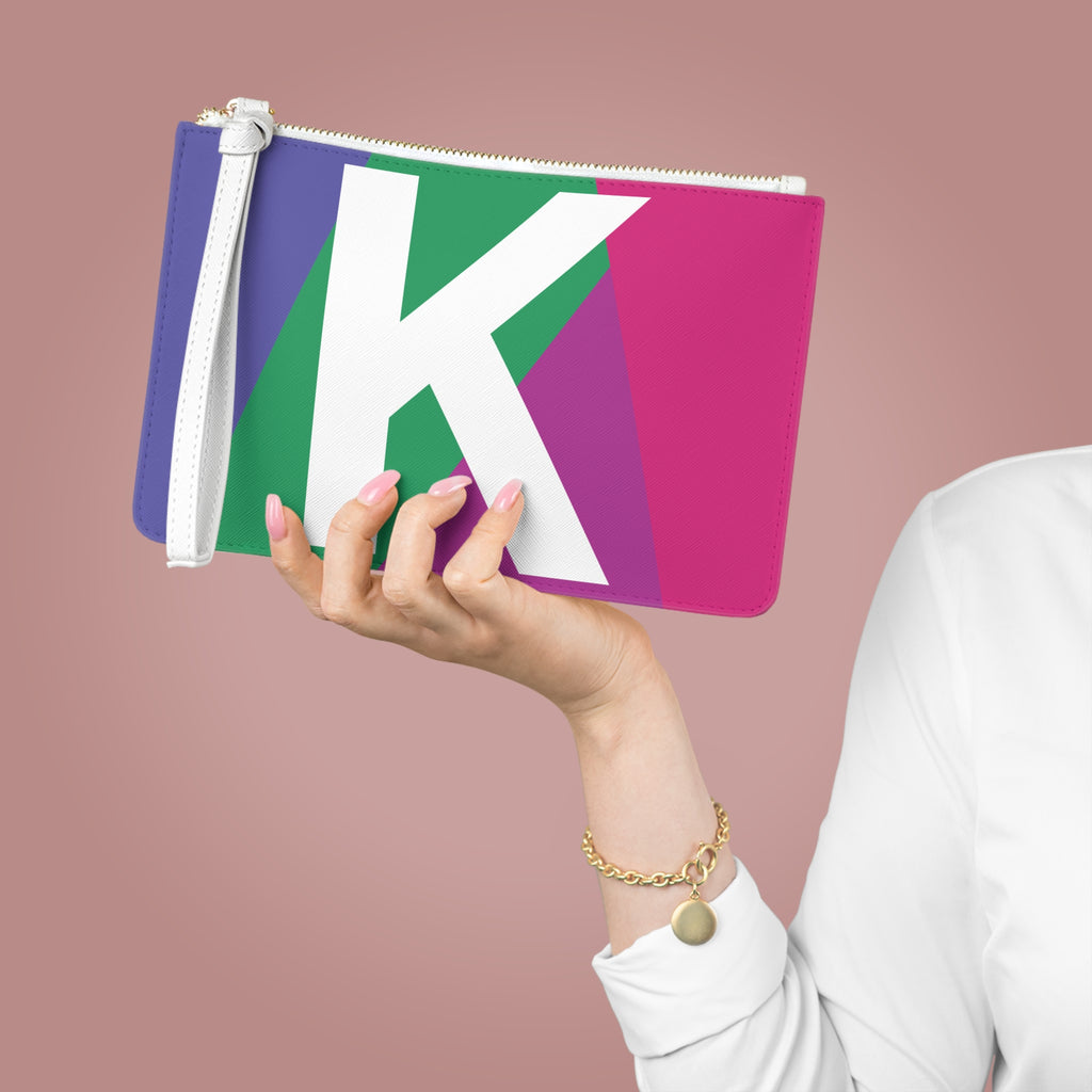 Monogram 'K' Colorblock Clutch Bag — Bold Geometric Wristlet for Everyday & Gifts