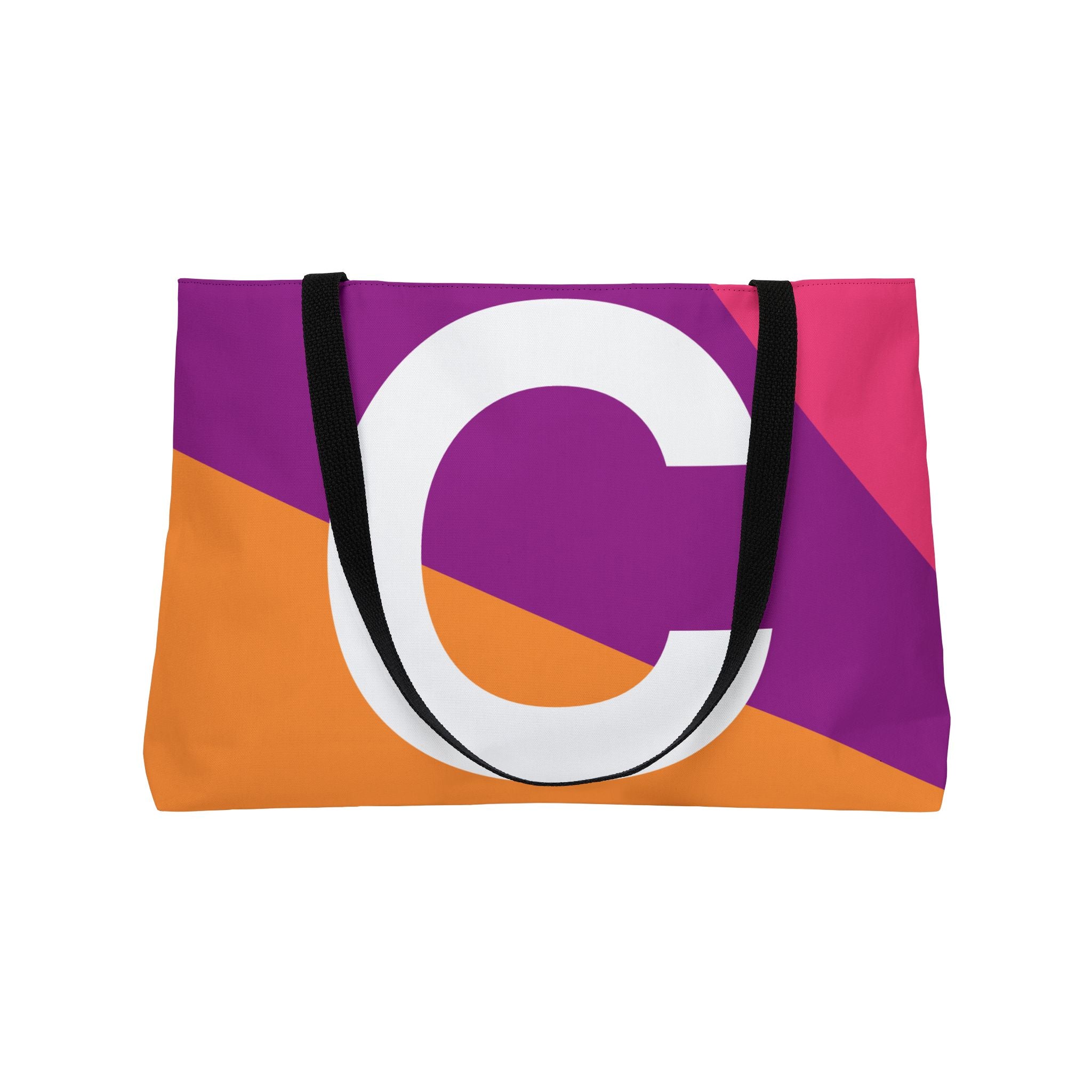 Personalized 'C' Colorblock Tote Bag — Monogram Weekender Tote