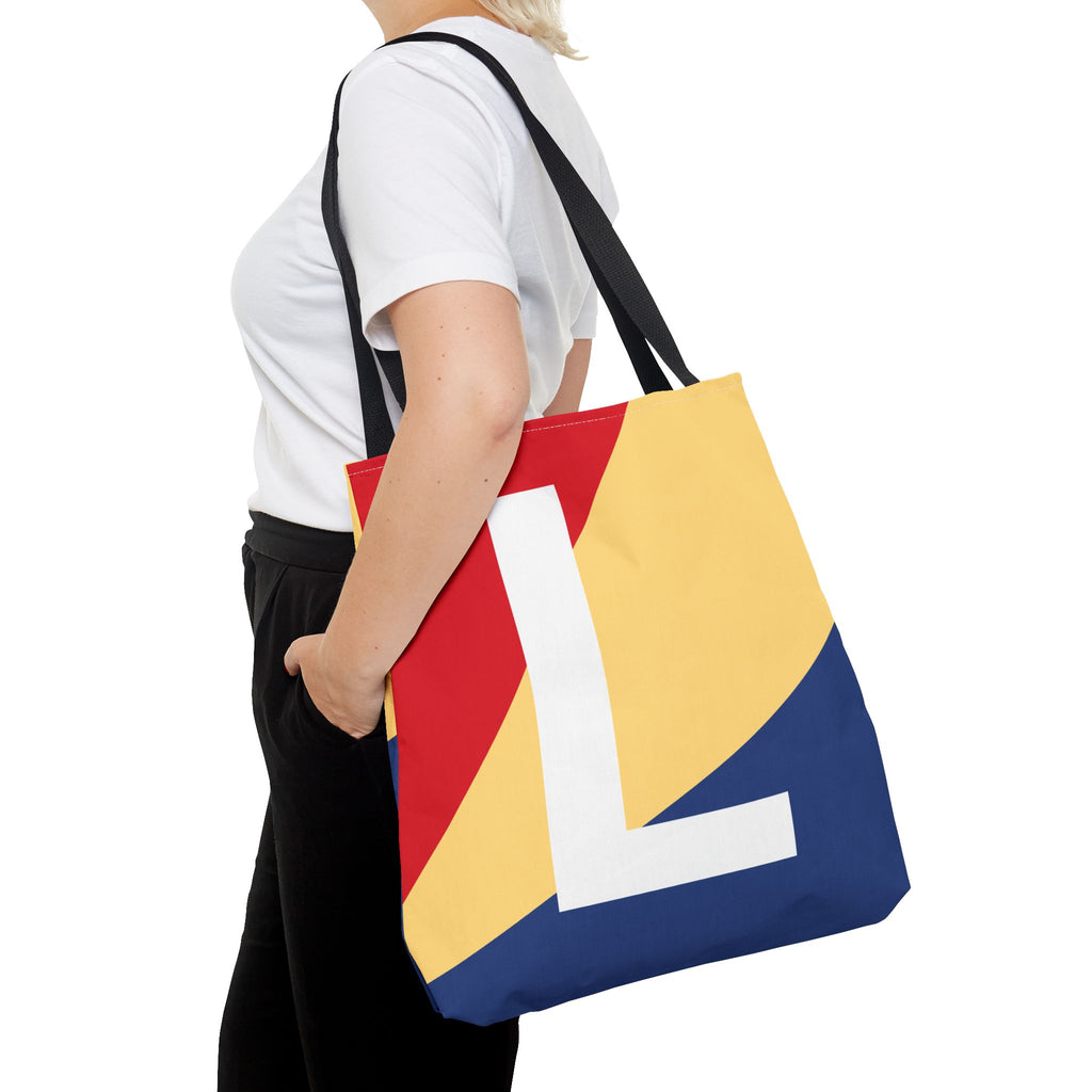 Monogram 'L' Colorblock Tote Bag — Personalized Initial L Shoulder Tote