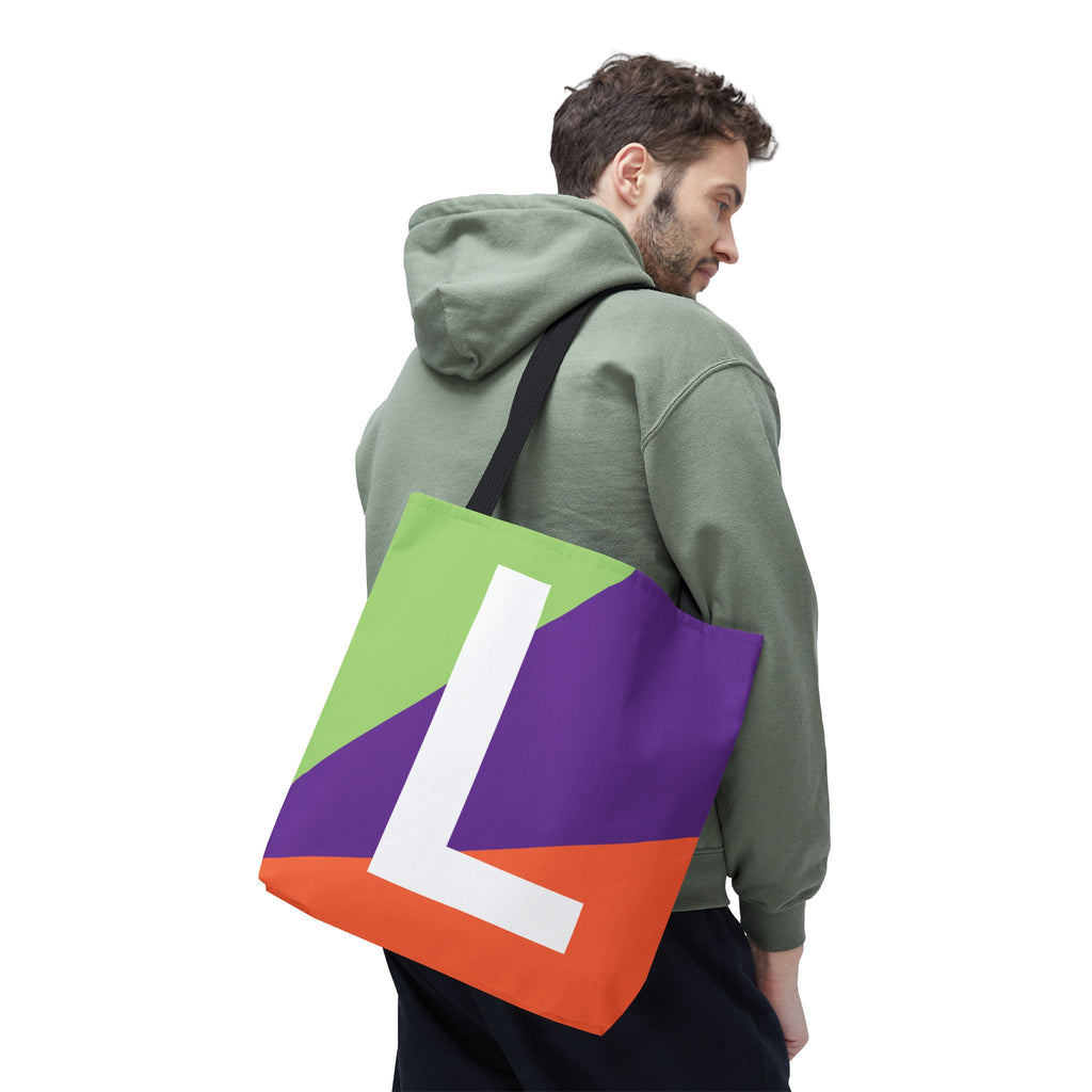 Monogram 'L' Colorblock Tote Bag — Personalized Initial L Shoulder Tote